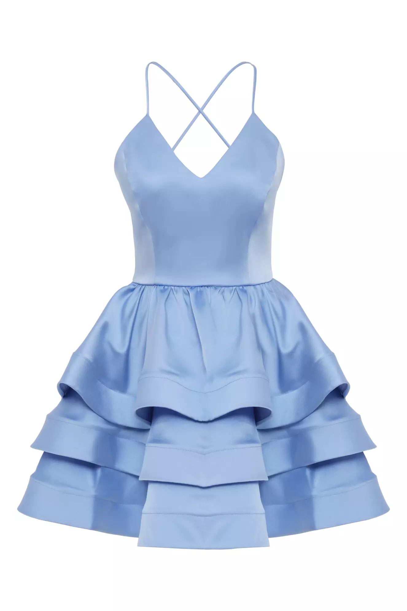 Blue Satin Sleeveless Mini Dress