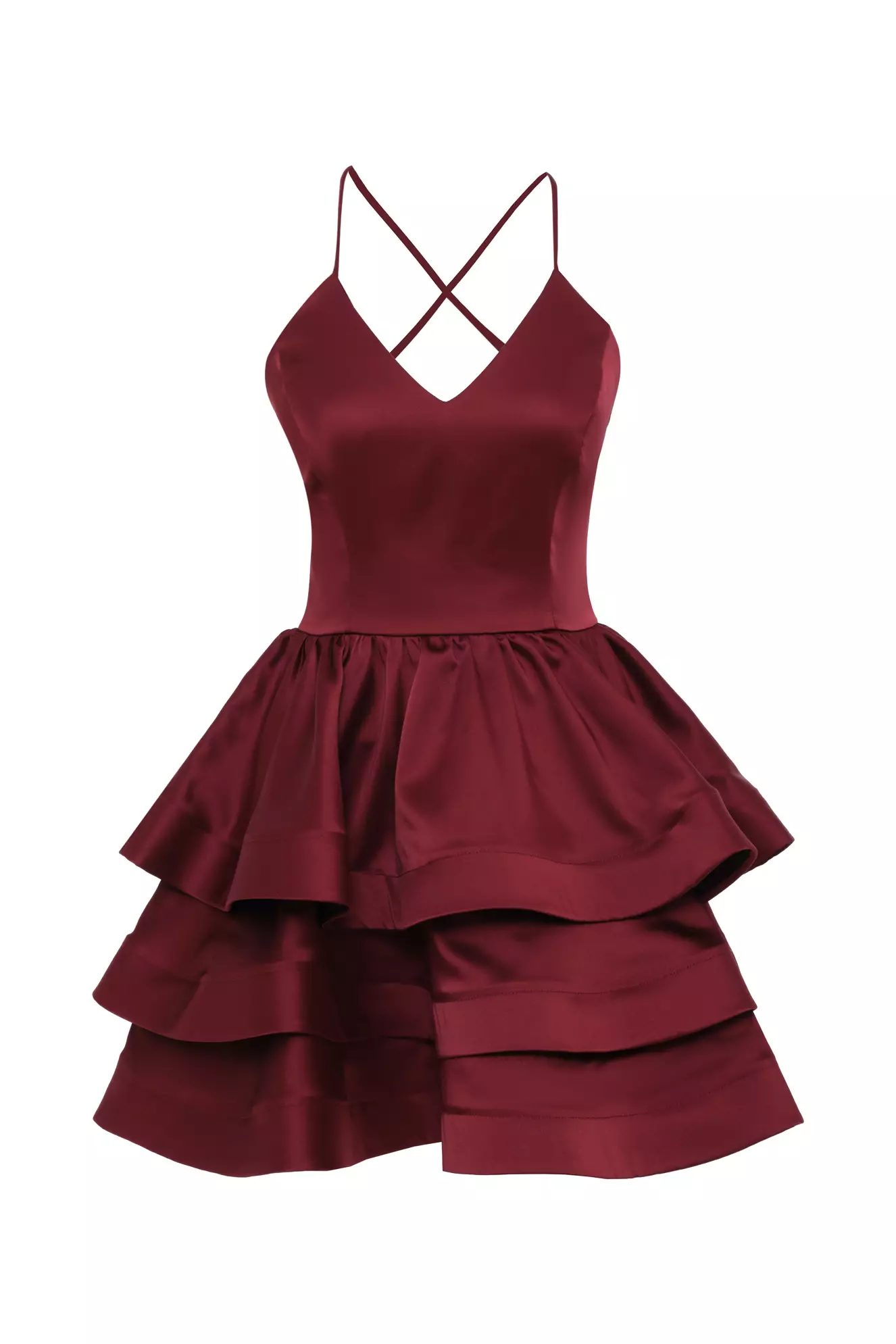 Maroon Satin Sleeveless Mini Dress