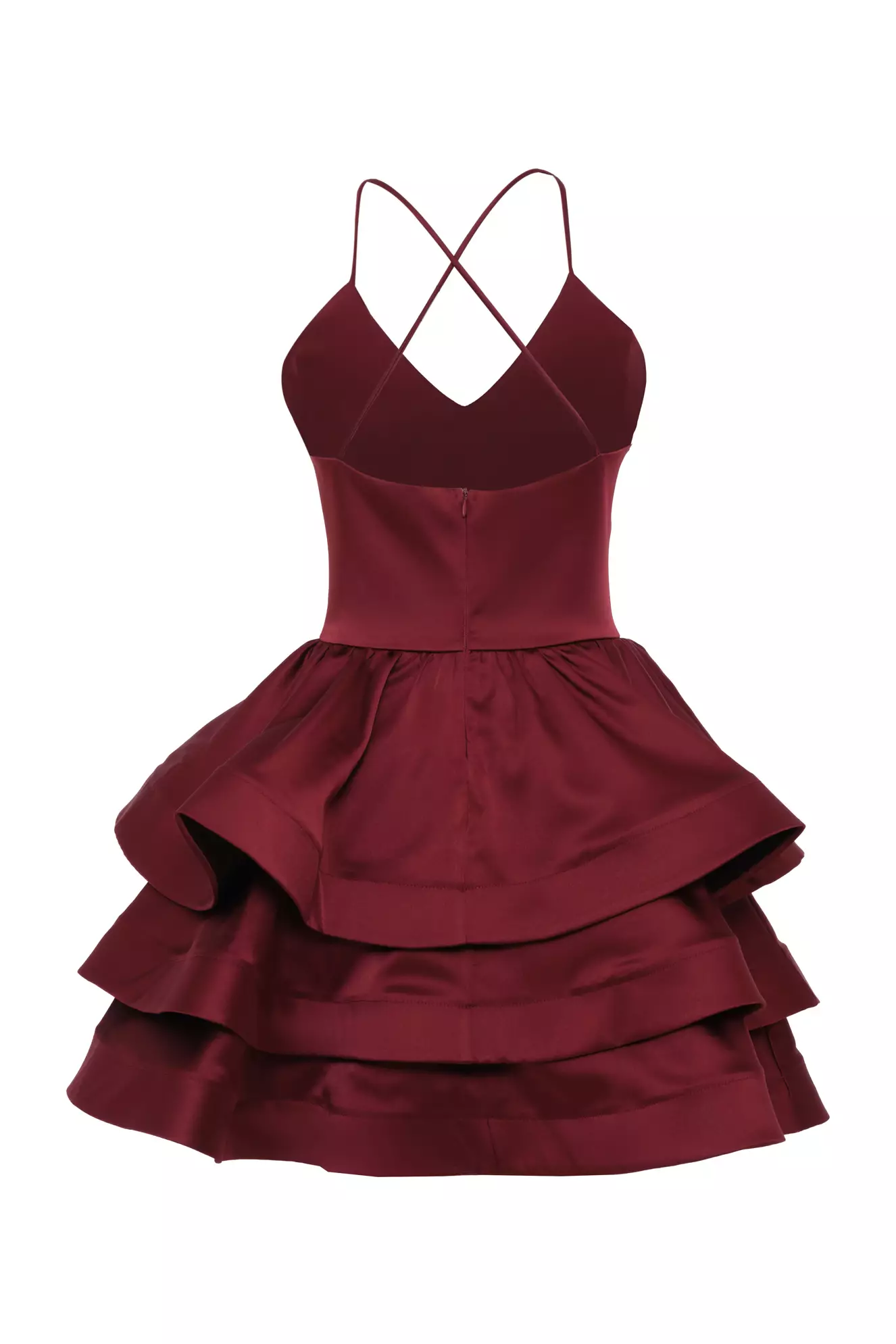 Maroon Satin Sleeveless Mini Dress