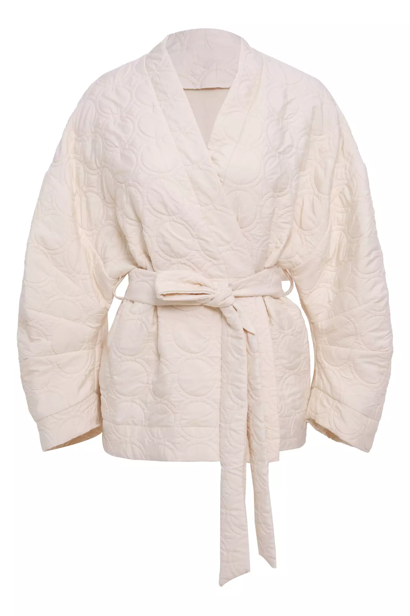 White Kapitone Long Sleeve Jacket