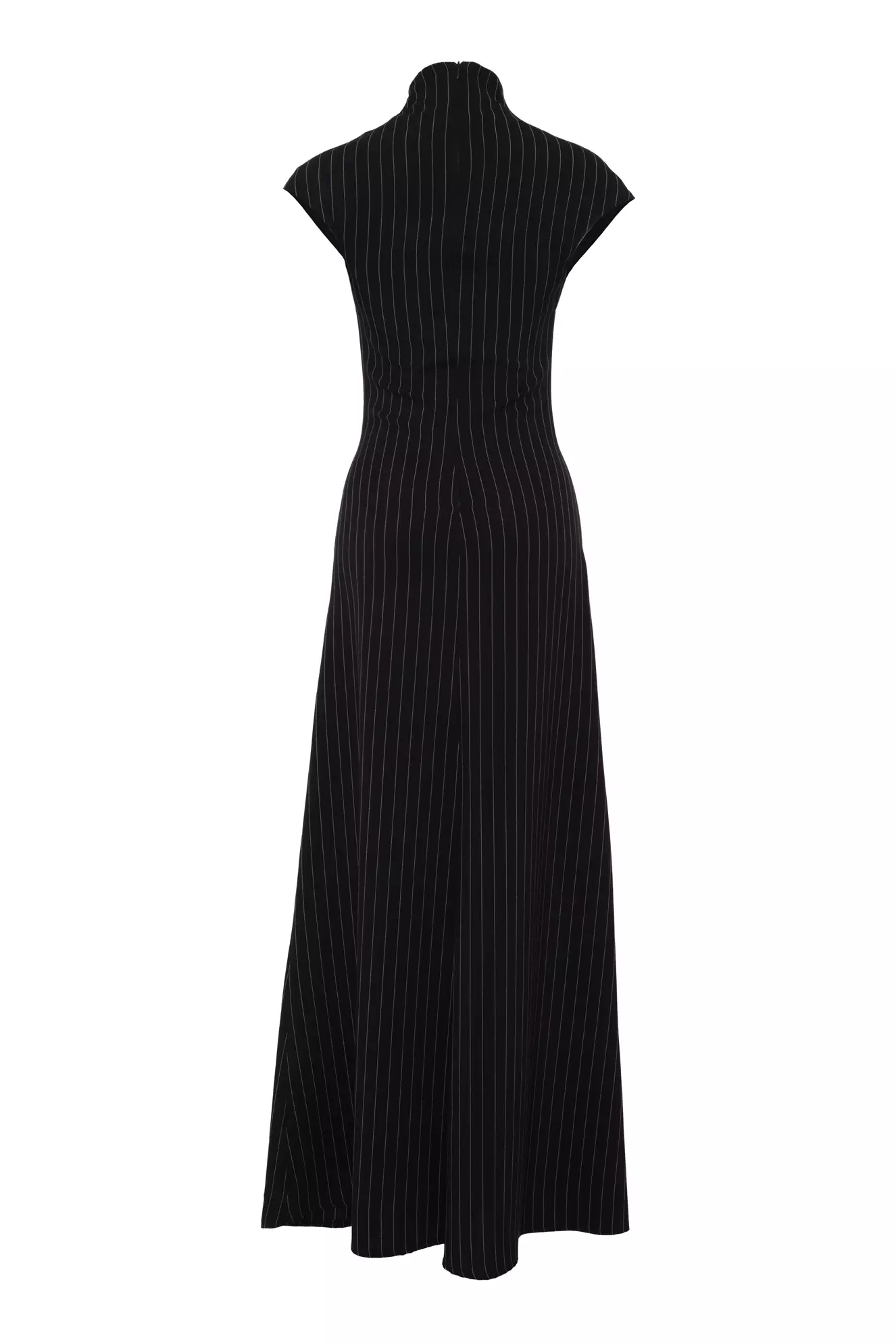 Black wowen short sleeve long dress