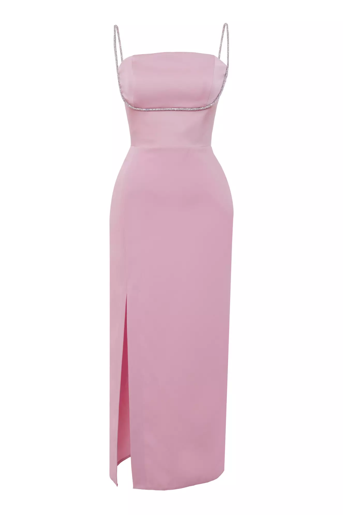 Blush Krep Saten Sleeveless Midi Dress