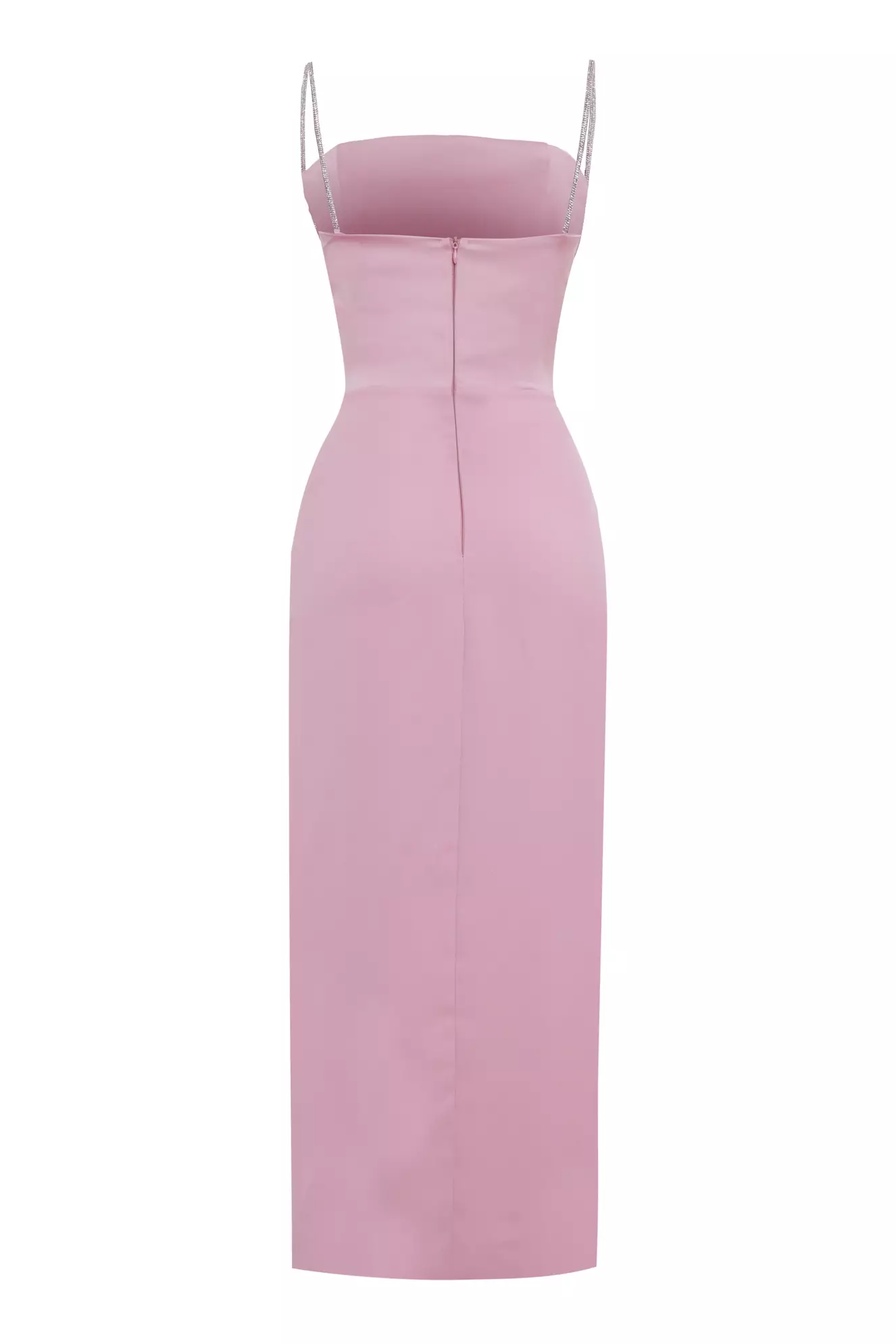 Blush Krep Saten Sleeveless Midi Dress