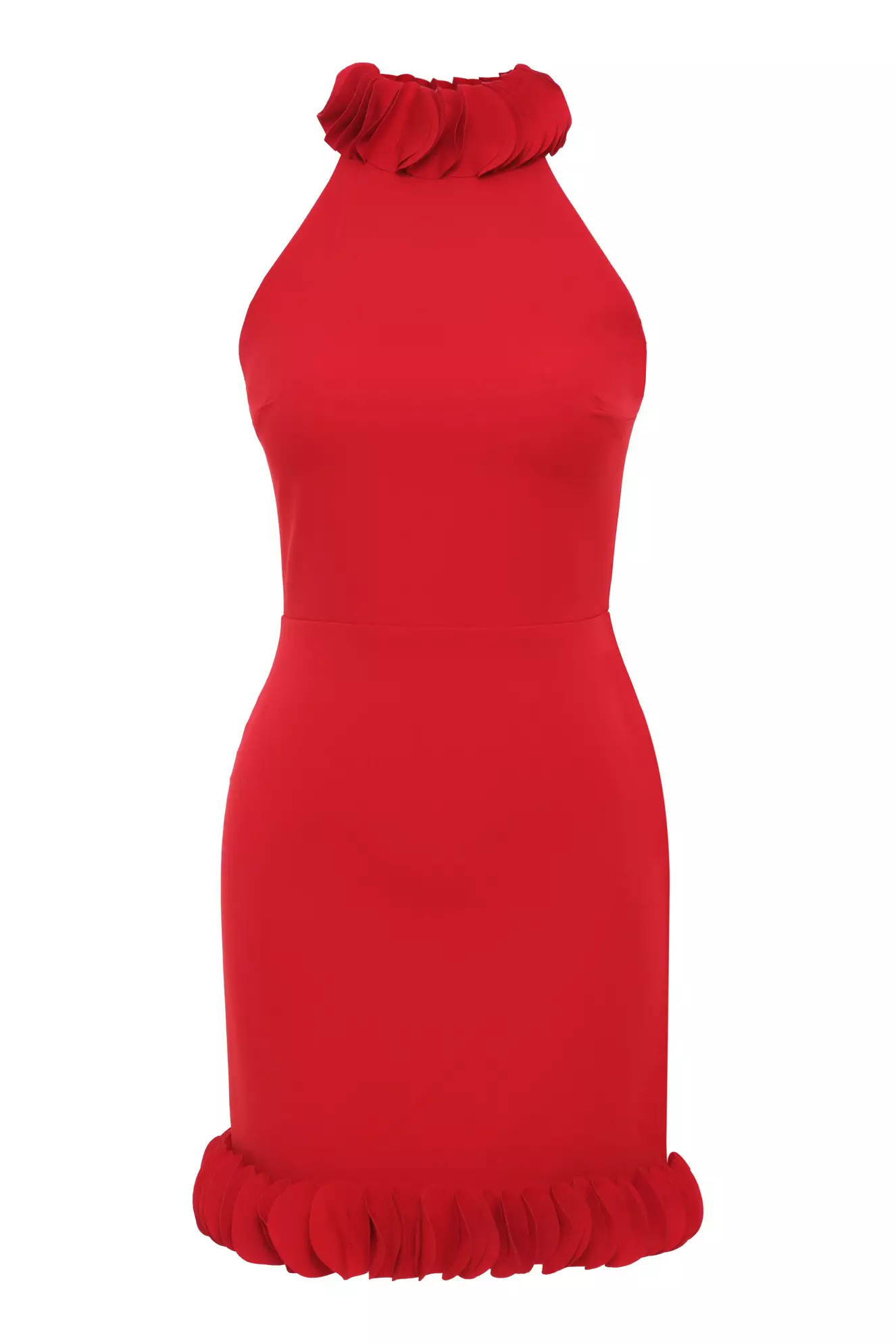 Red Crepe Sleeveless Mini Dress