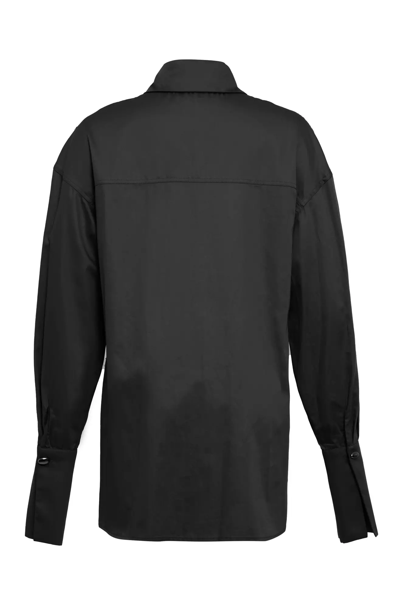 Black Poplin Long Sleeve Long Gömlek