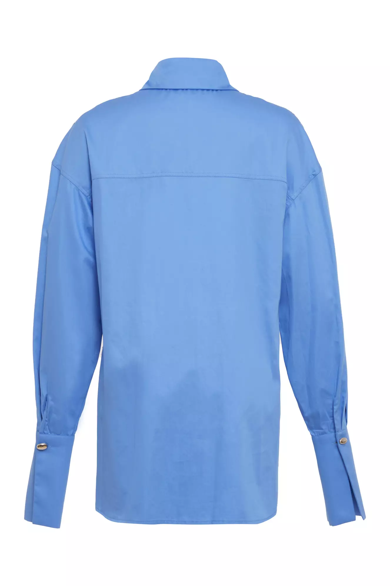 Blue Poplin Long Sleeve Long Gömlek