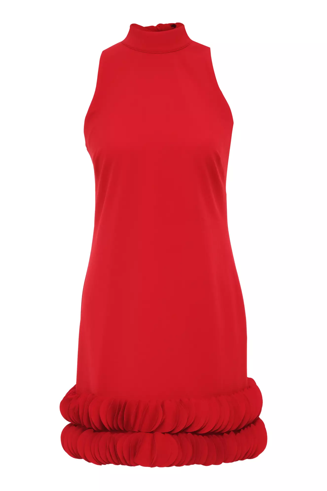 Red Crepe Sleeveless Mini Dress