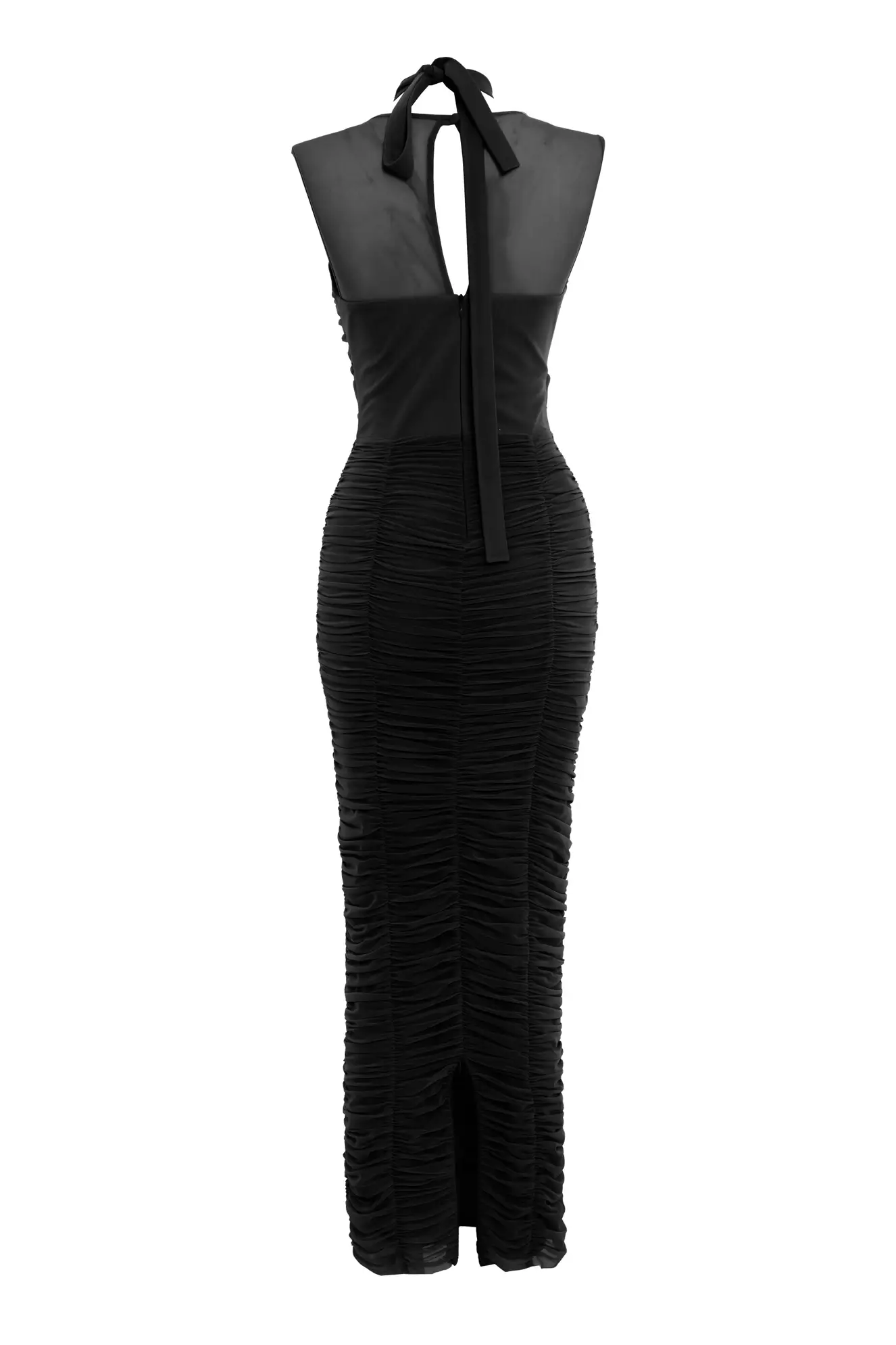 Black tulle sleeveless midi dress