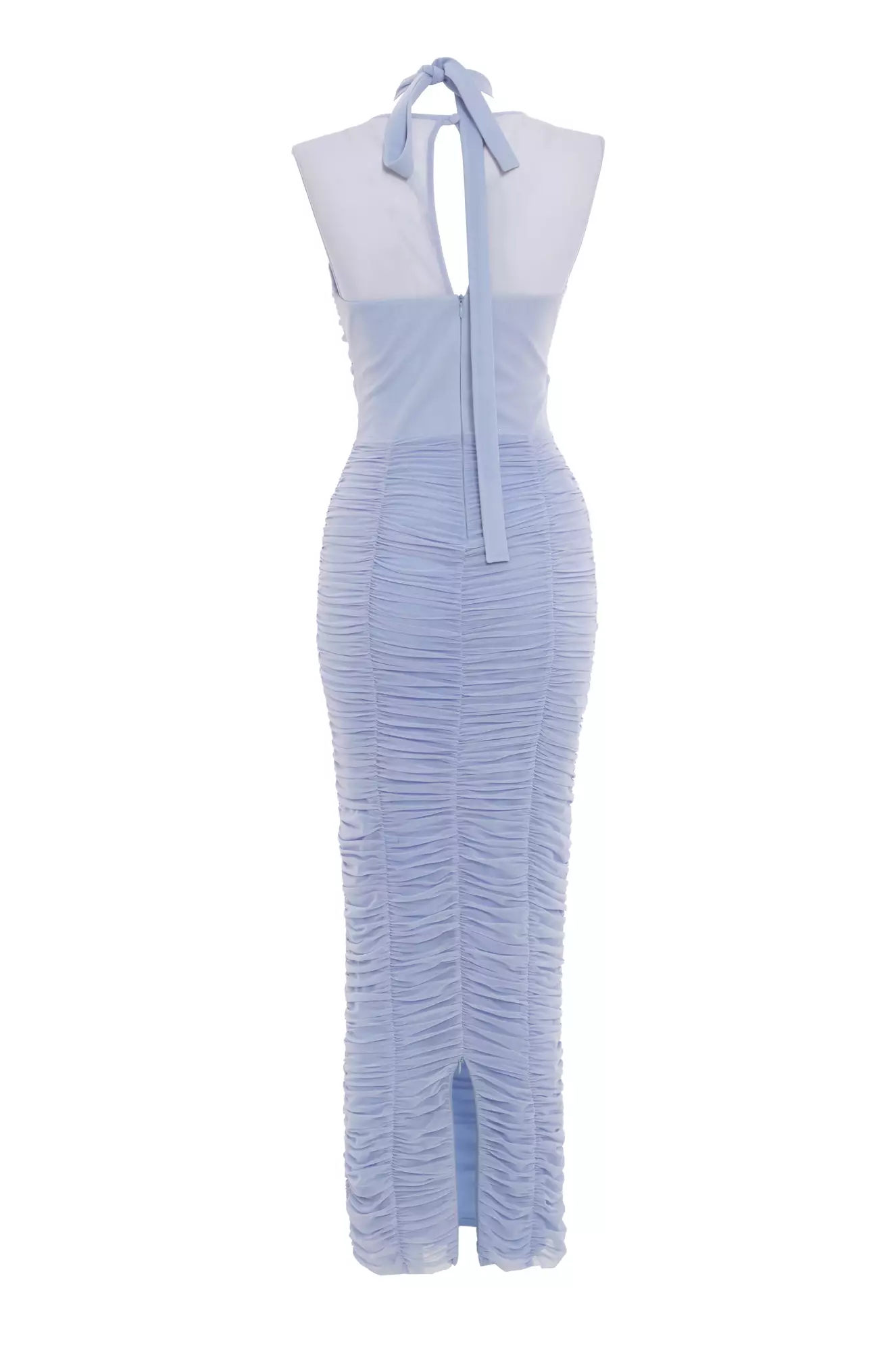 Blue Tulle Sleeveless Midi Dress
