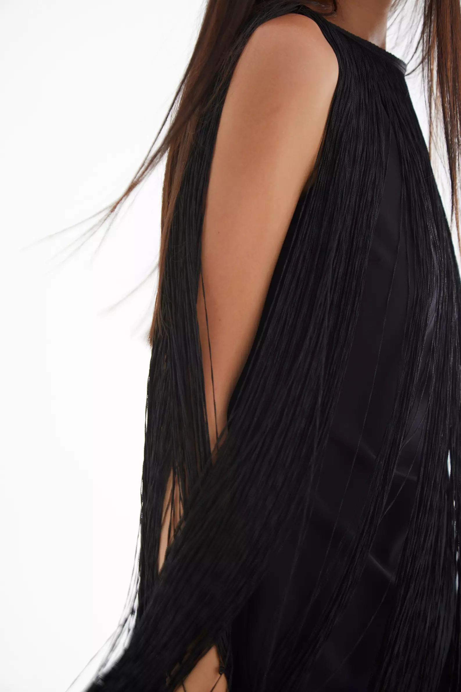 Black Crepe Sleeveless Mini Dress