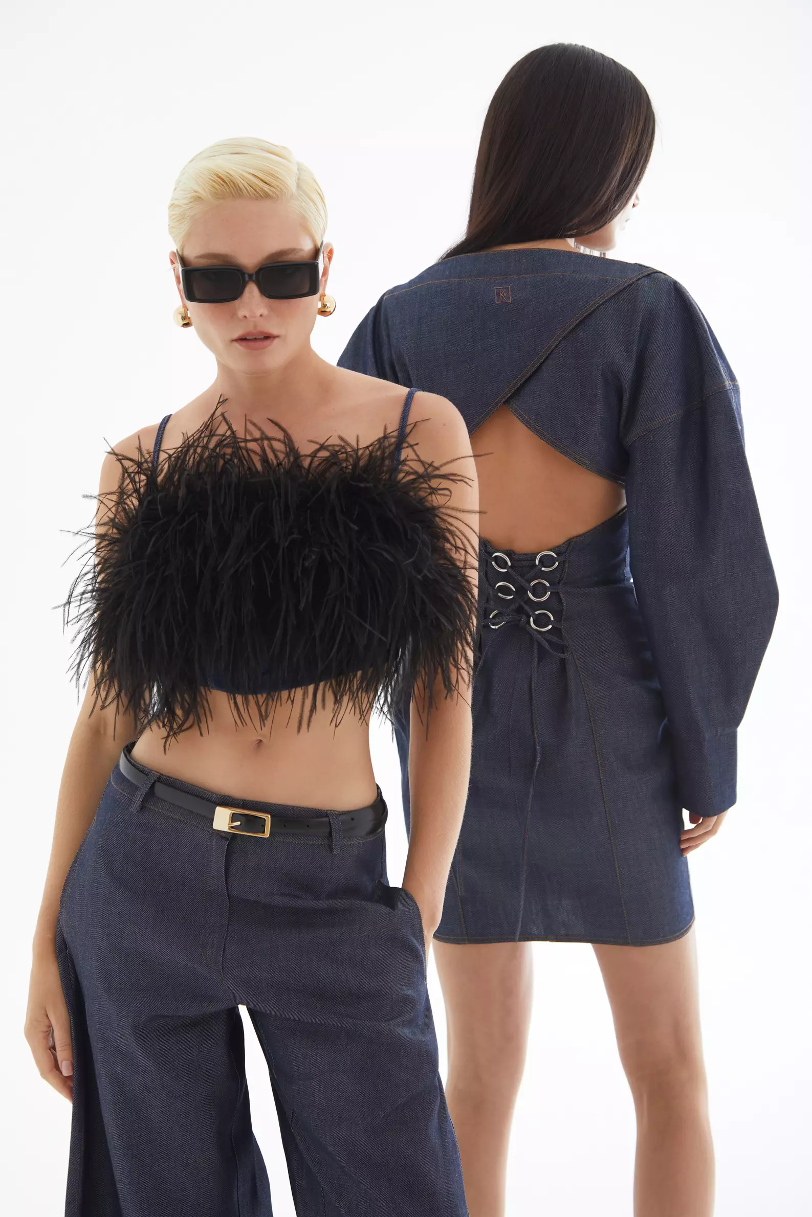 Navy Blue Kot Sleeveless Mini Büstiyer