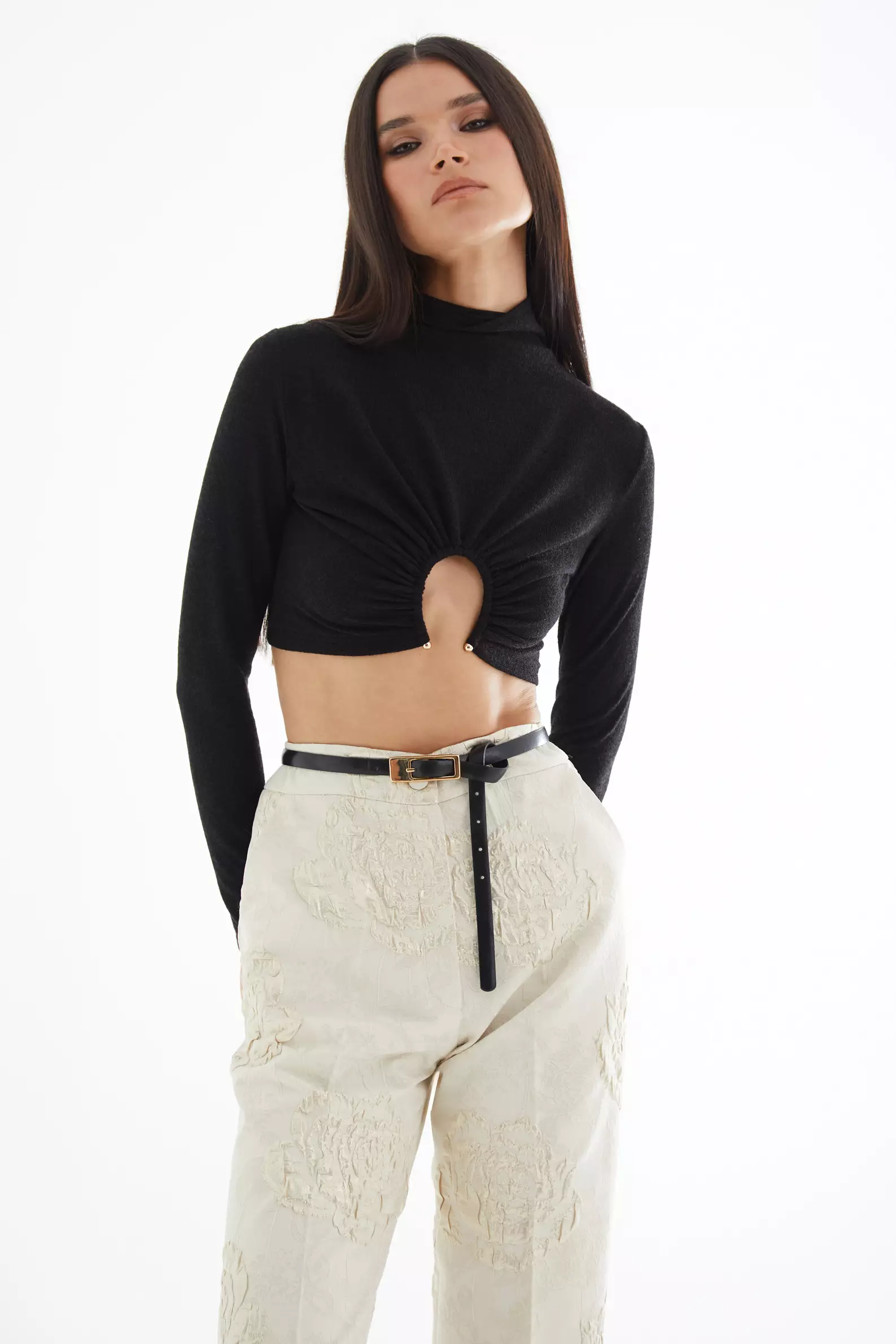 Black Triko Long Sleeve Mini Shirt