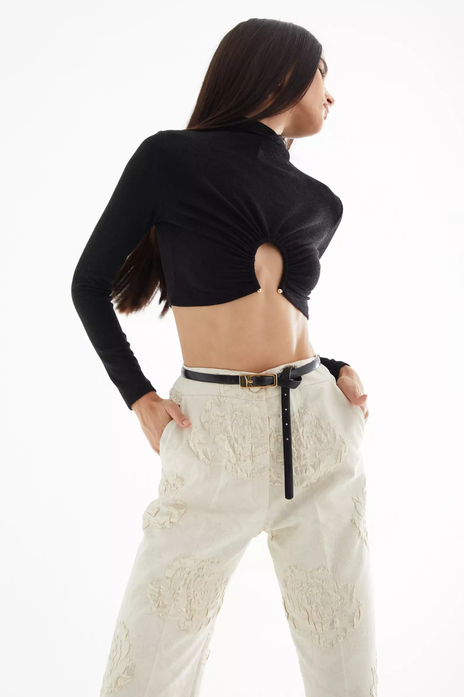Black Triko Long Sleeve Mini Shirt