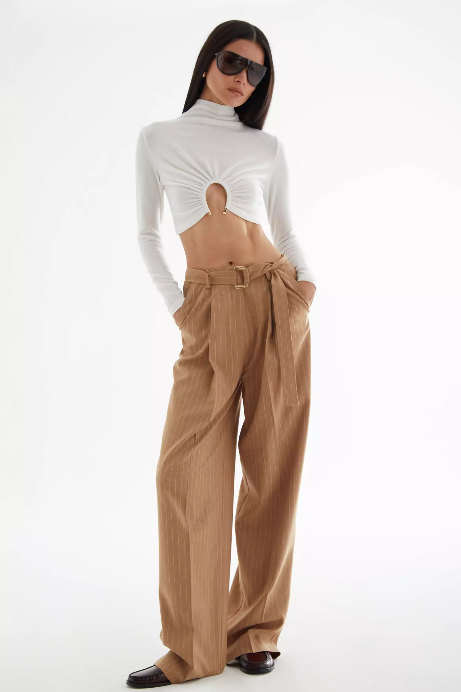 White Triko Long Sleeve Mini Shirt