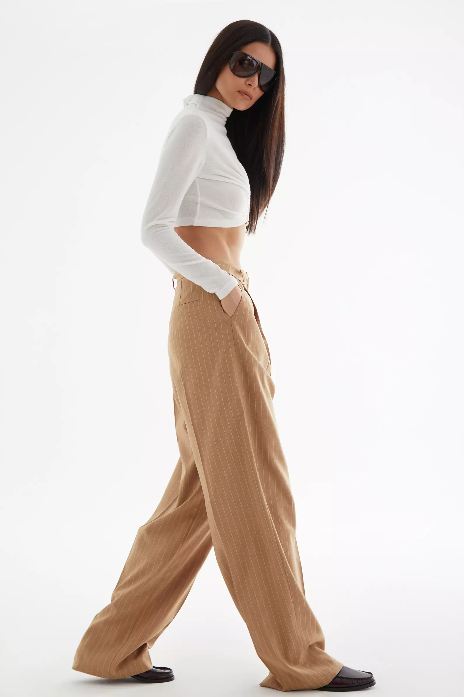 White Triko Long Sleeve Mini Shirt