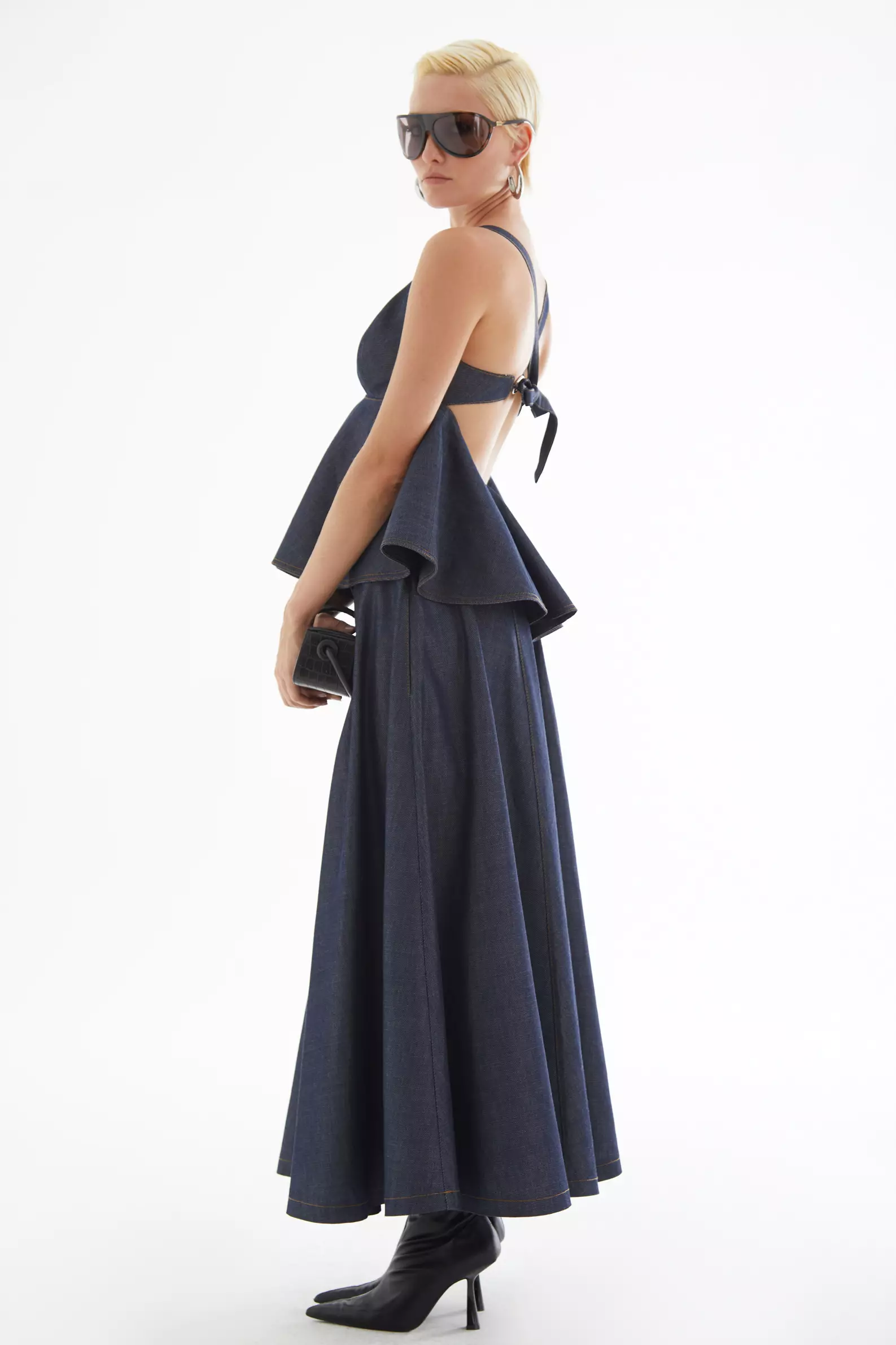 Navy Blue Kot Sleeveless Mini Büstiyer
