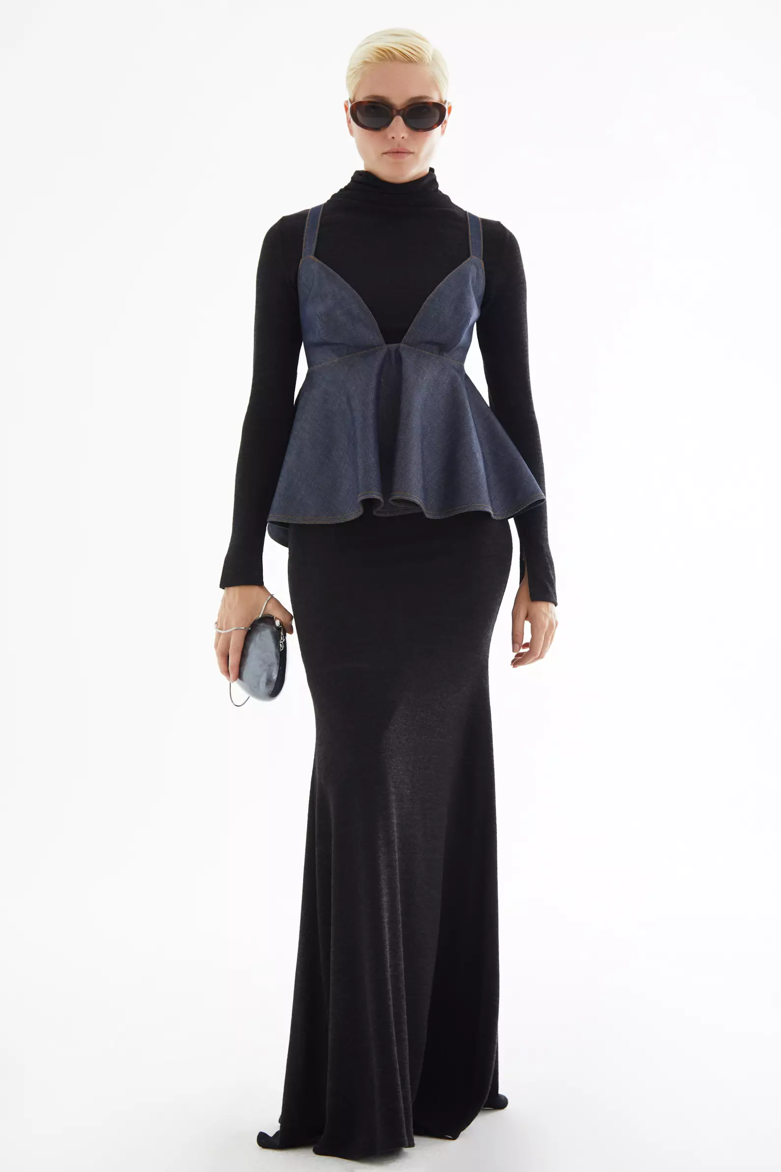 Navy Blue Kot Sleeveless Mini Büstiyer