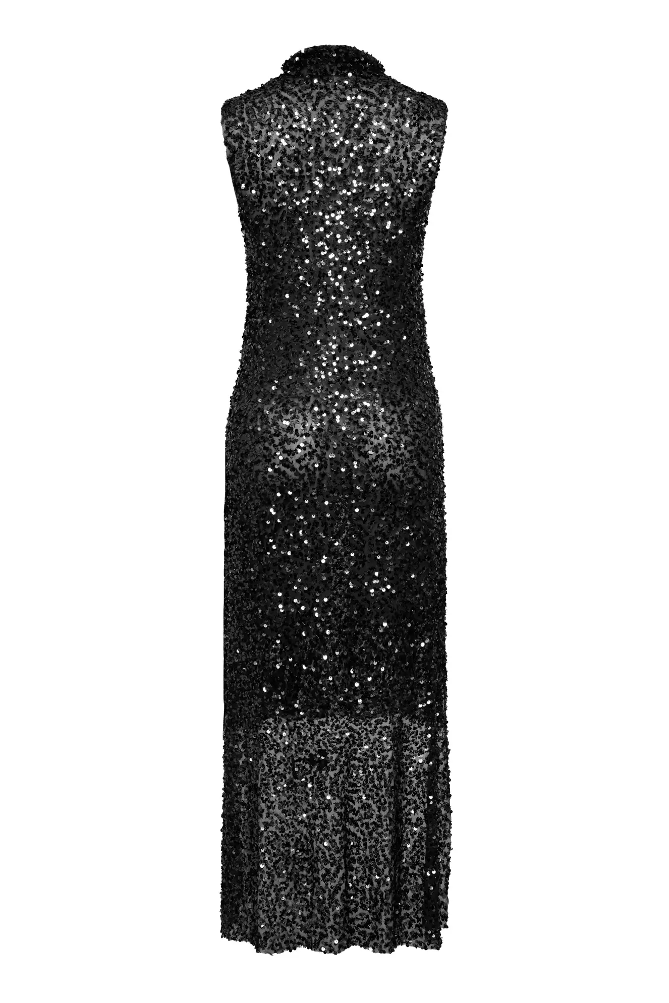 Black Sequin Sleeveless Maxi Tunik