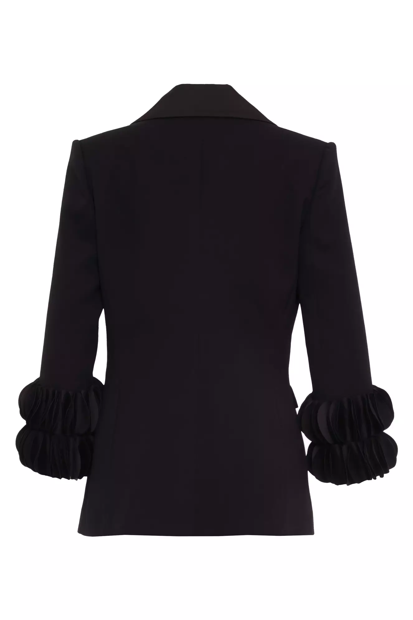 Black Krep Saten Long Sleeve Long Jacket