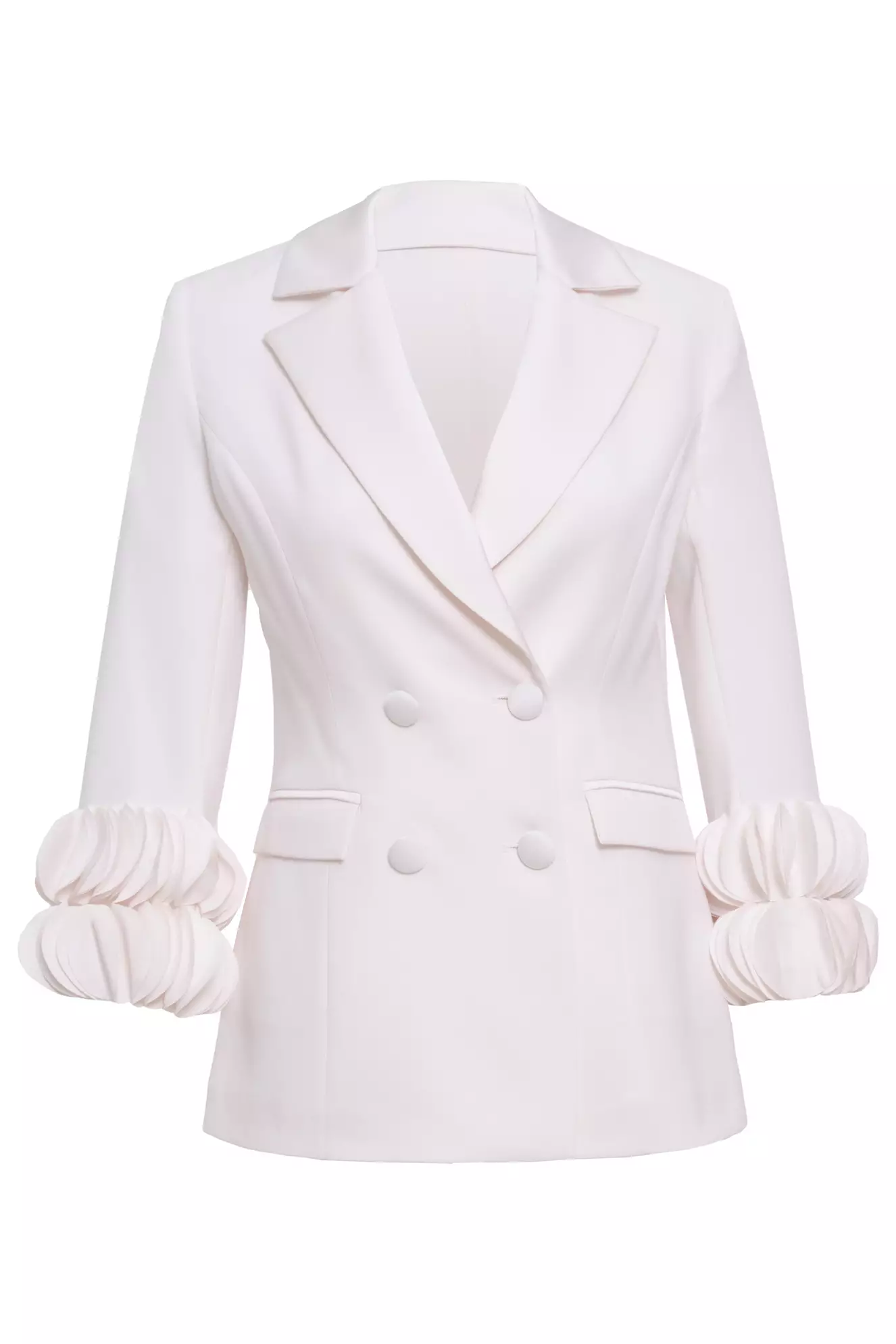 White Krep Saten Long Sleeve Long Jacket