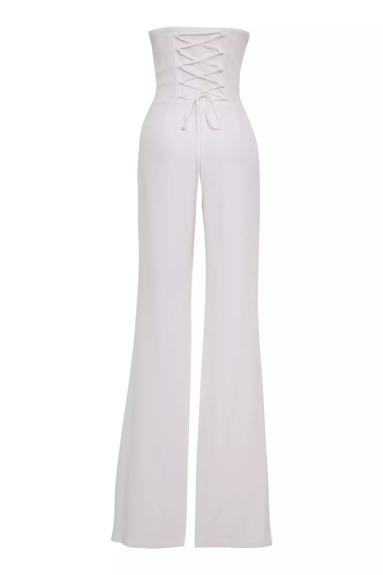 White Crepe Strapless Long Dress