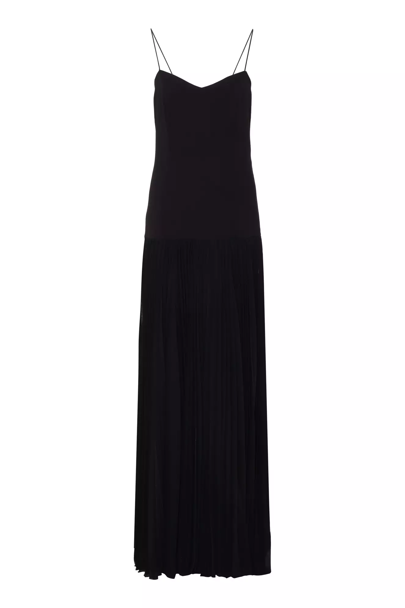 Black Krep Saten Sleeveless Long Dress
