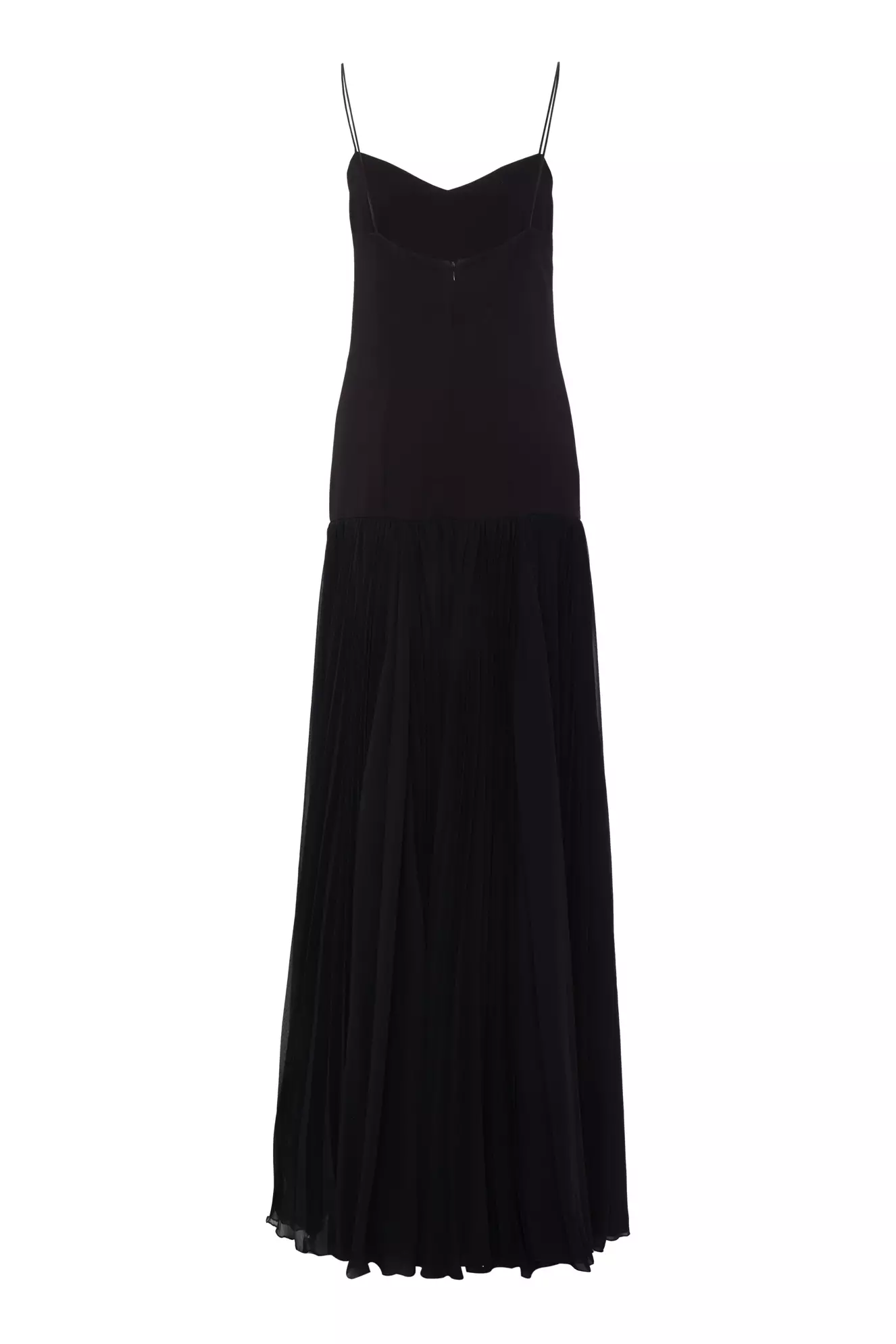 Black Krep Saten Sleeveless Long Dress