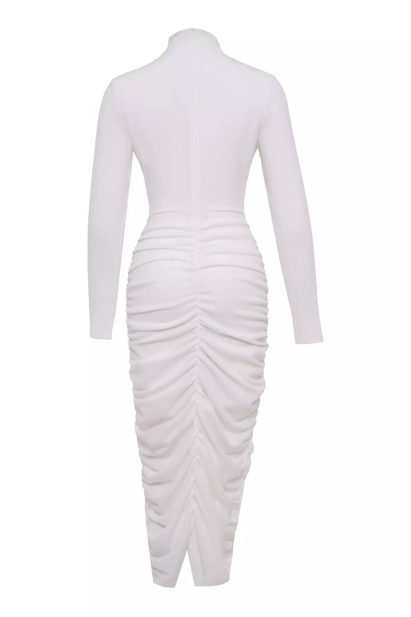 White Triko Long Sleeve Maxi Dress