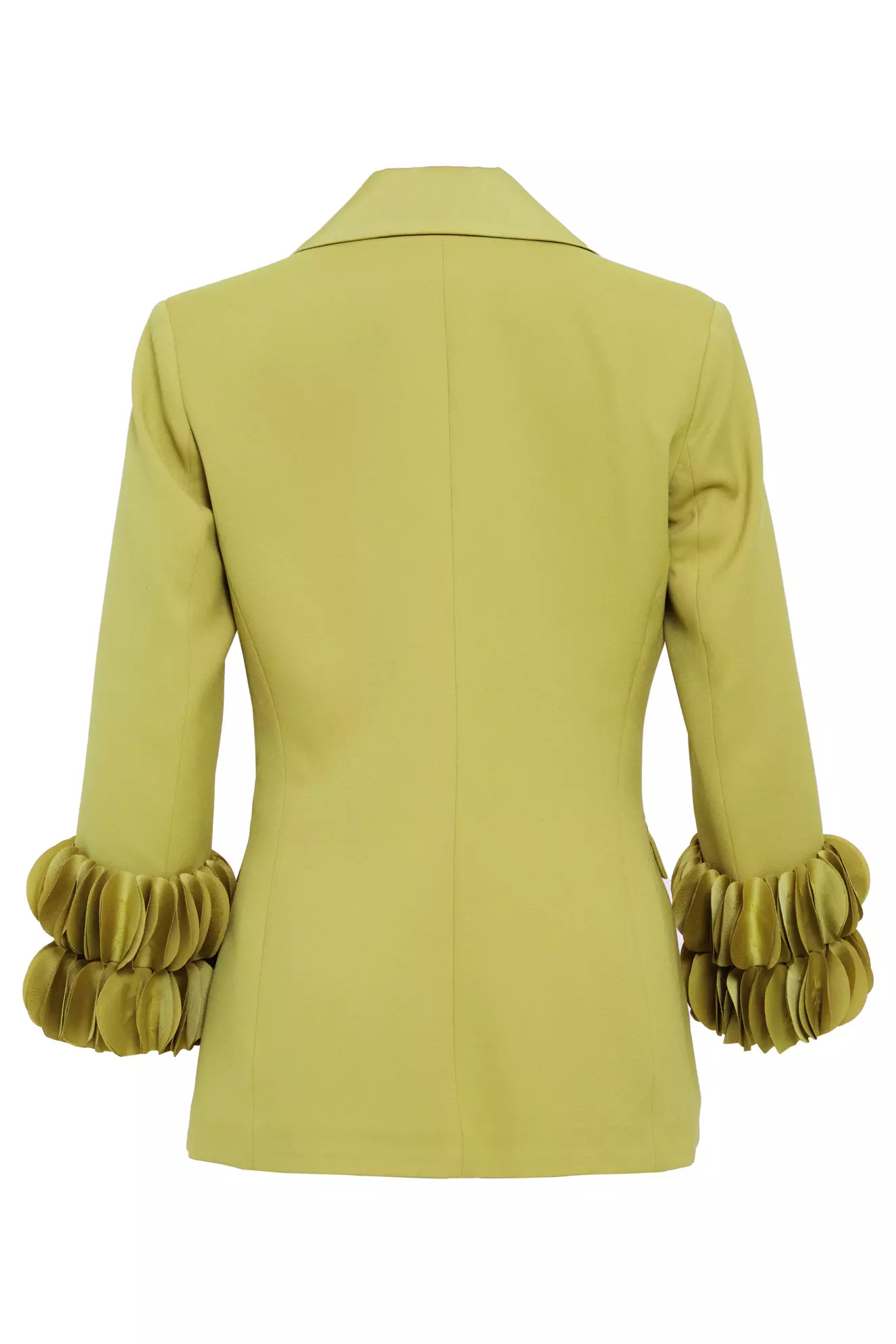 Pistachio Green Krep Saten Long Sleeve Long Jacket