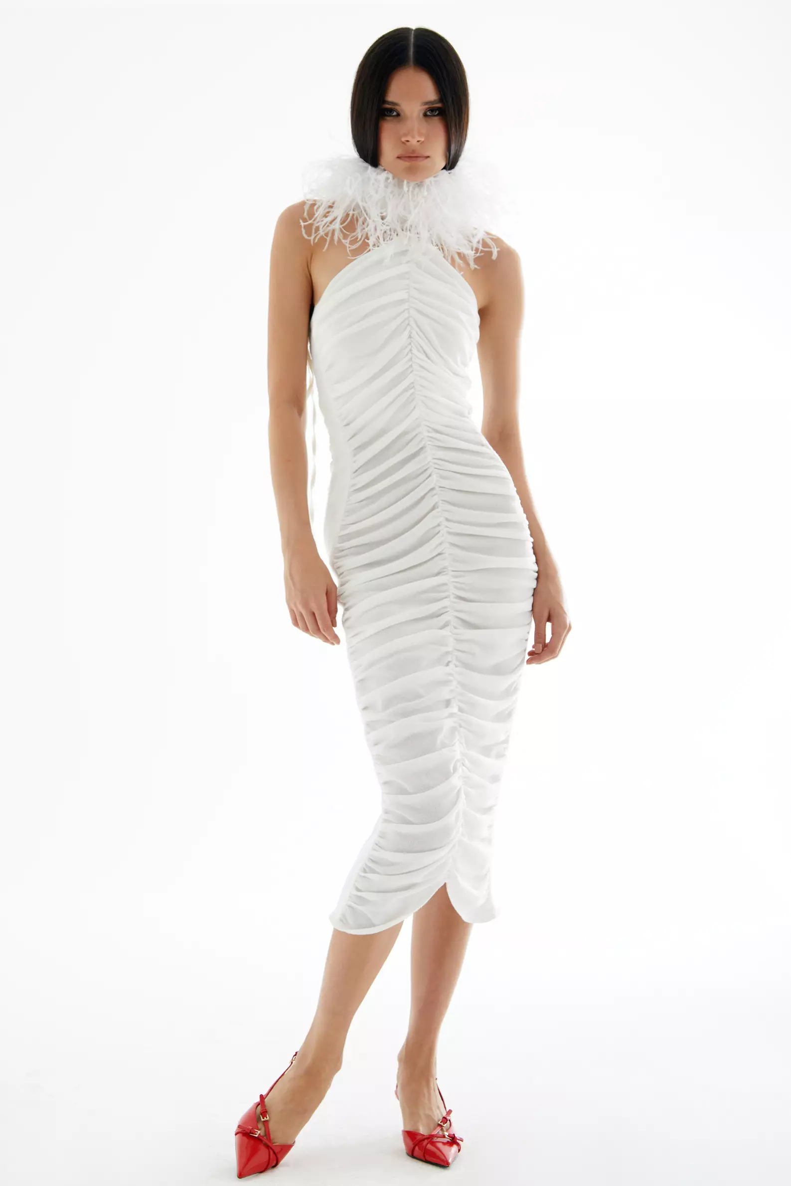 White Triko Sleeveless Maxi Dress