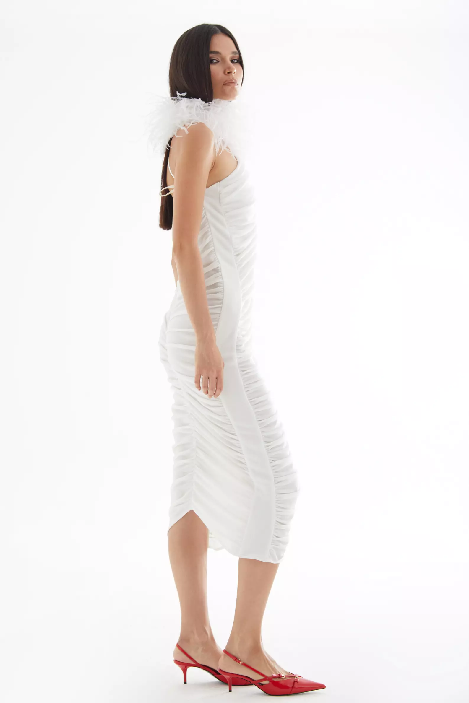 White Triko Sleeveless Maxi Dress