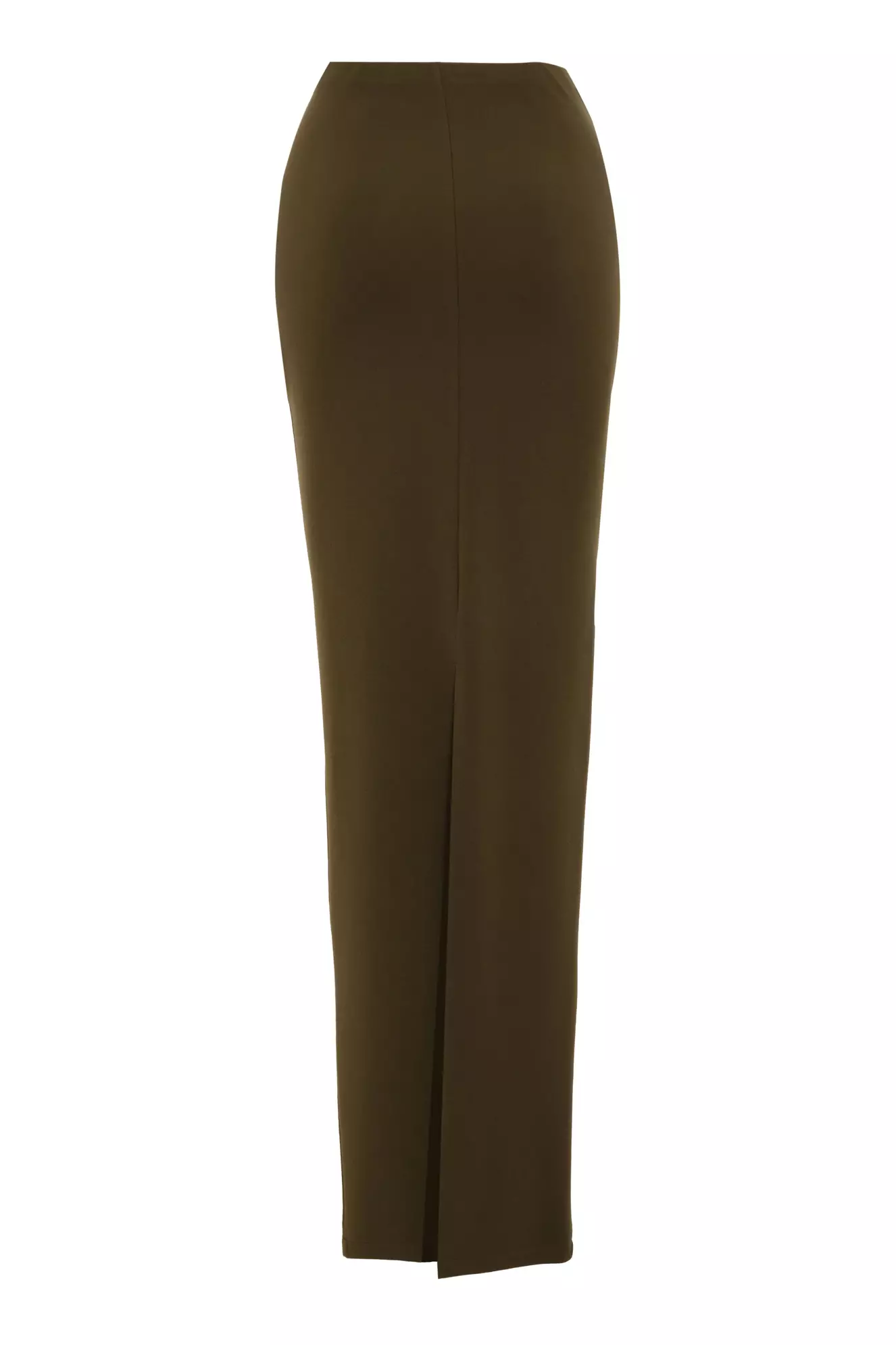 Khaki knitted maxi skirt