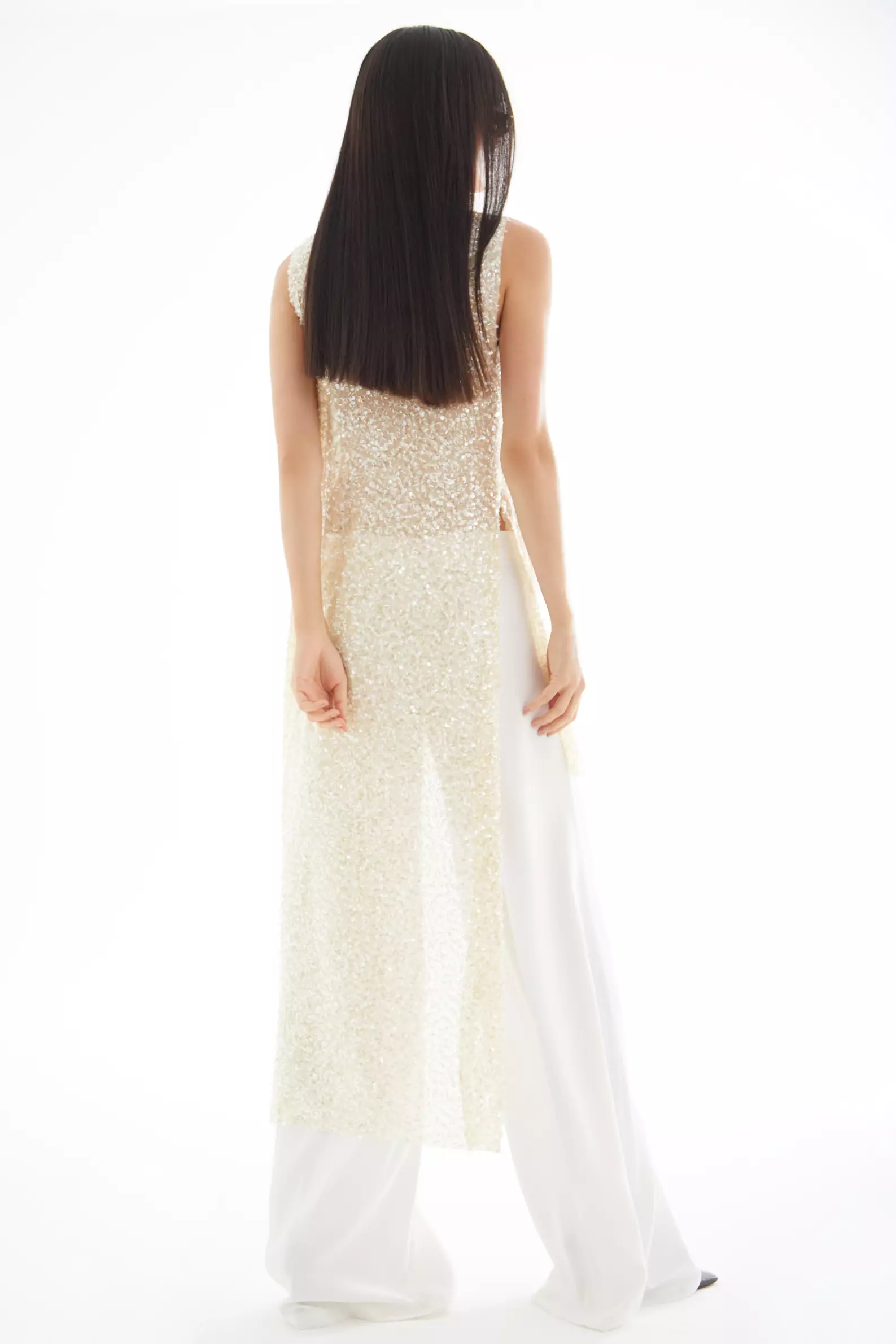 White Krep Saten Long Pants