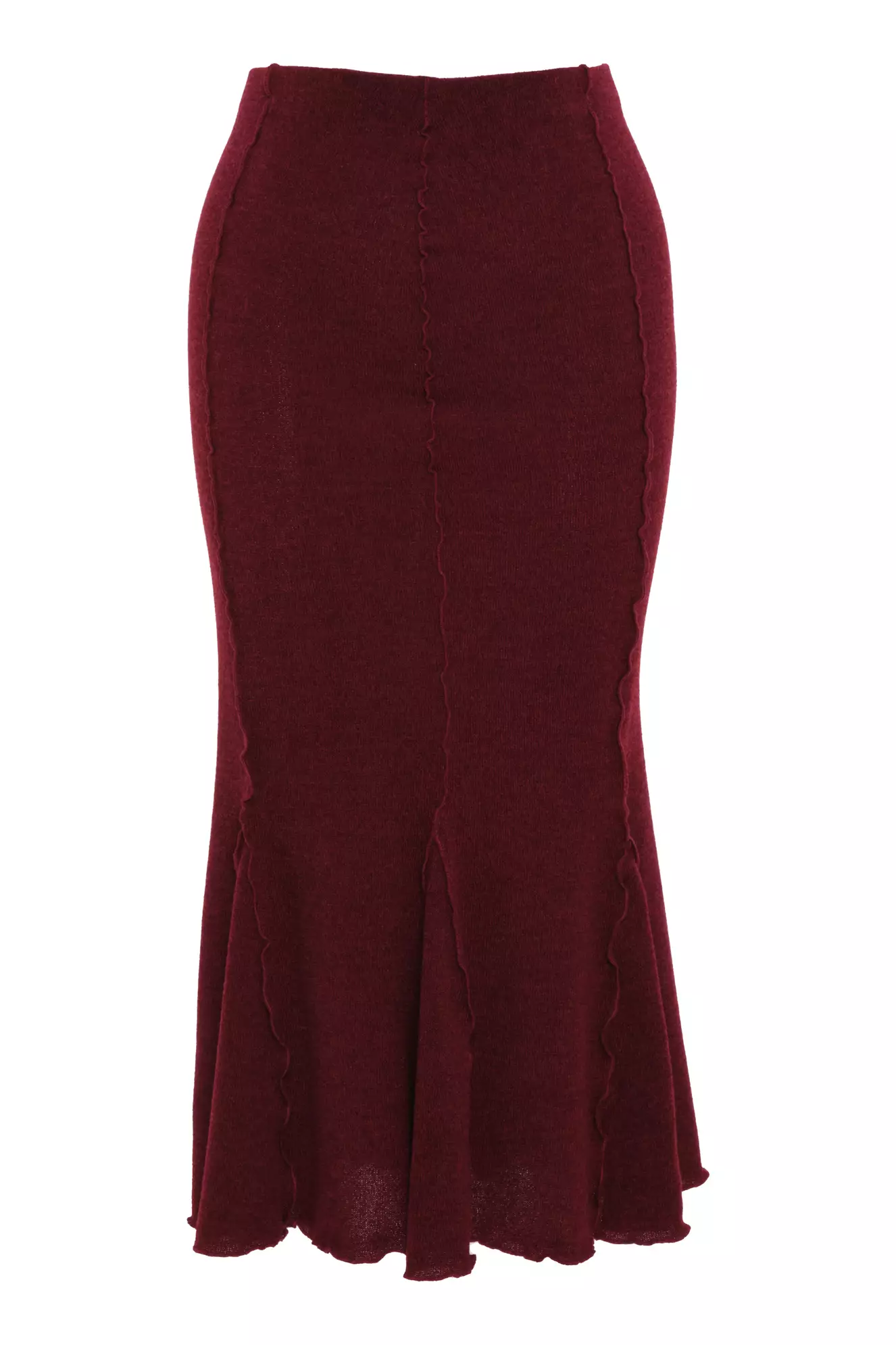Maroon Triko Midi Skirt