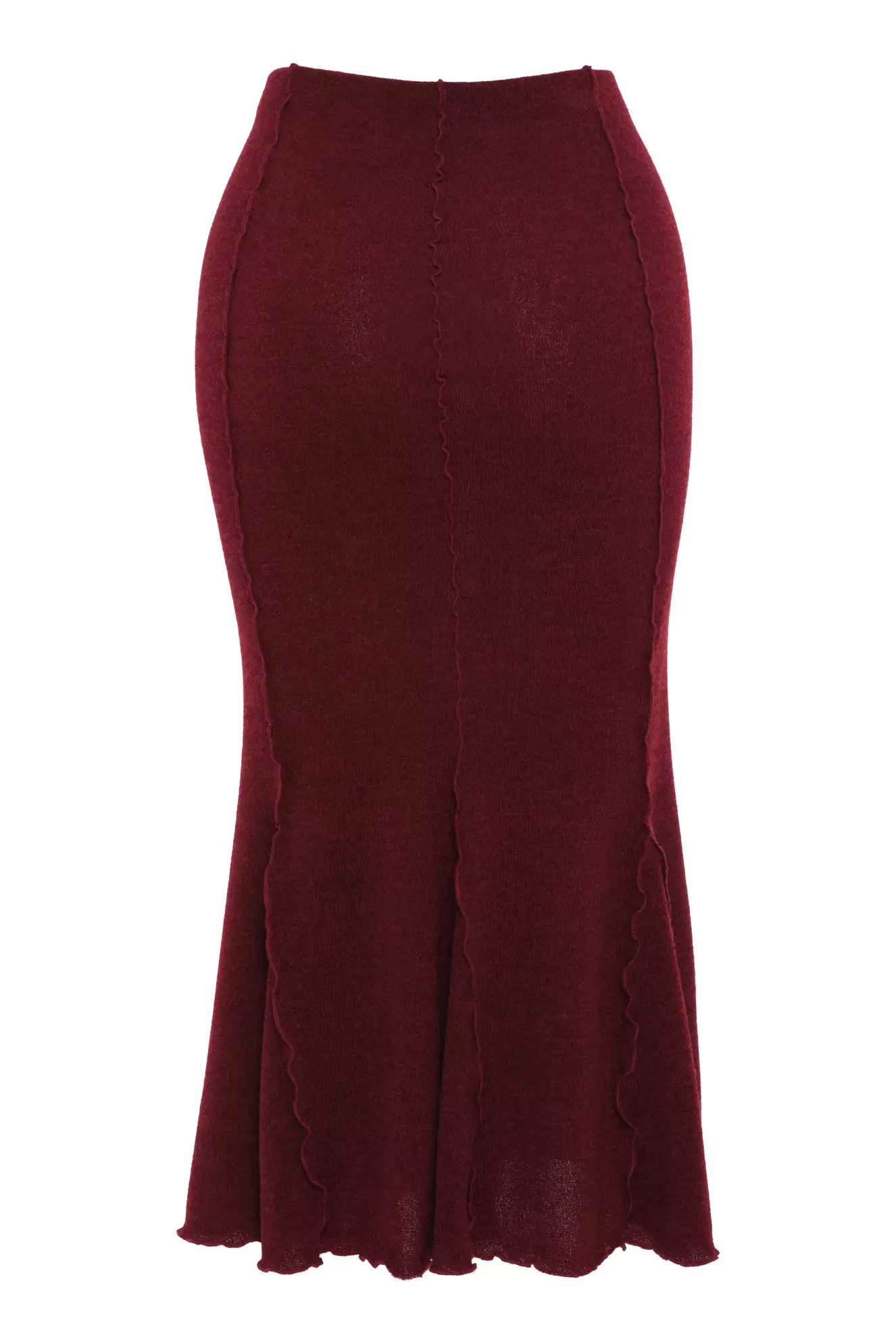 Maroon Triko Midi Skirt