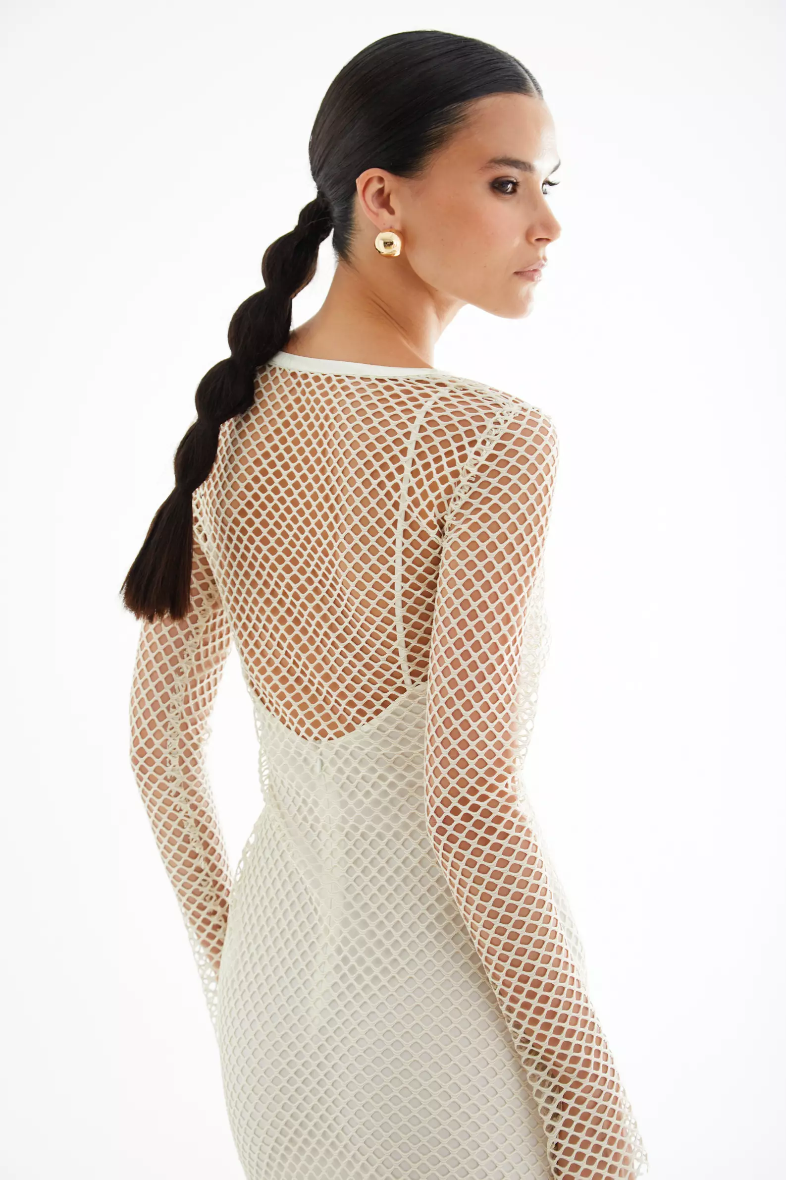 White File Long Sleeve Long Dress