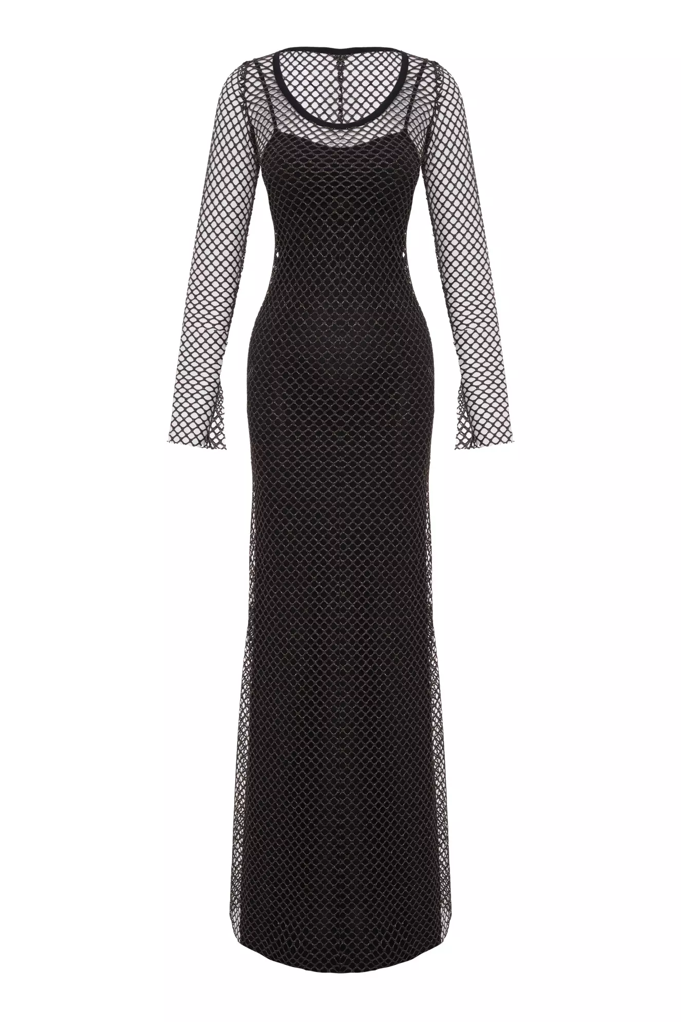 Black file long sleeve long dress