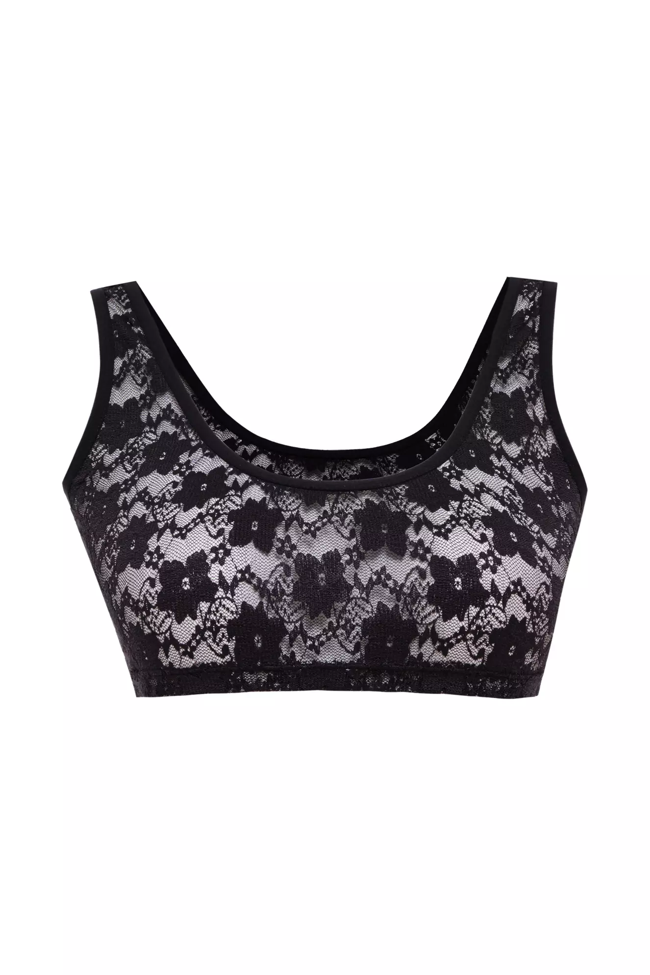 Black Lace Sleeveless Mini Crop Top