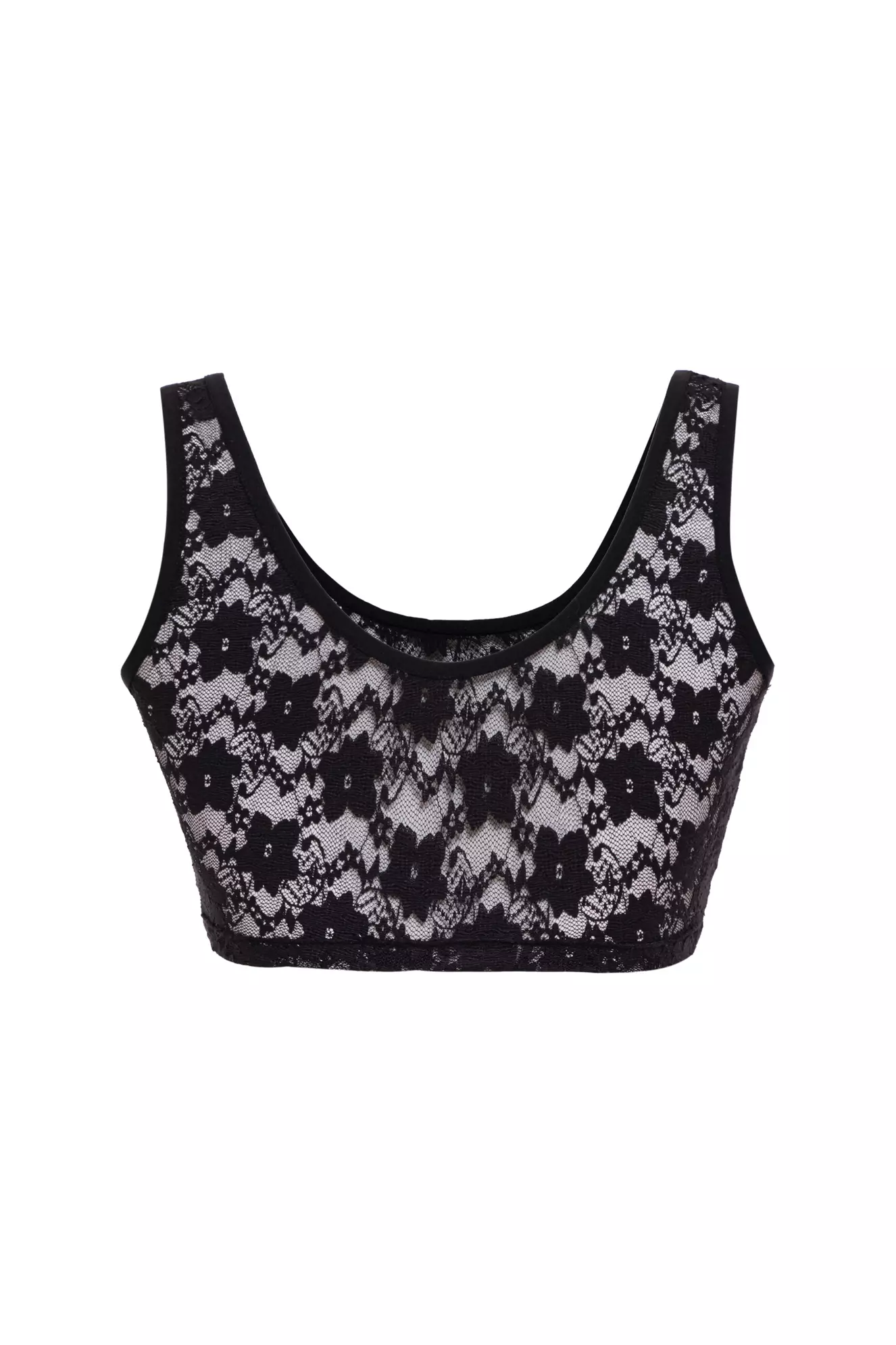 Black Lace Sleeveless Mini Crop Top