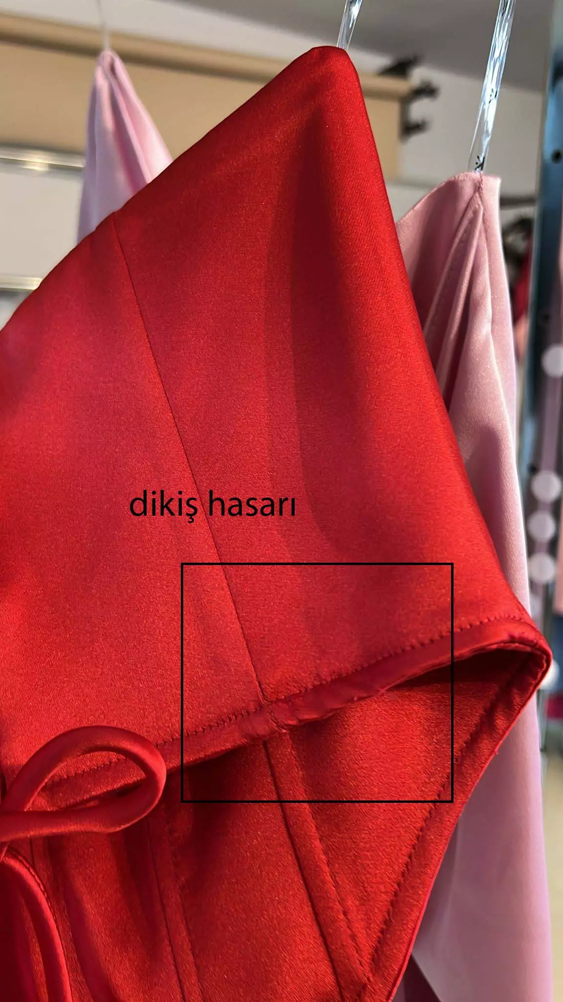 Red satin sleeveless mini