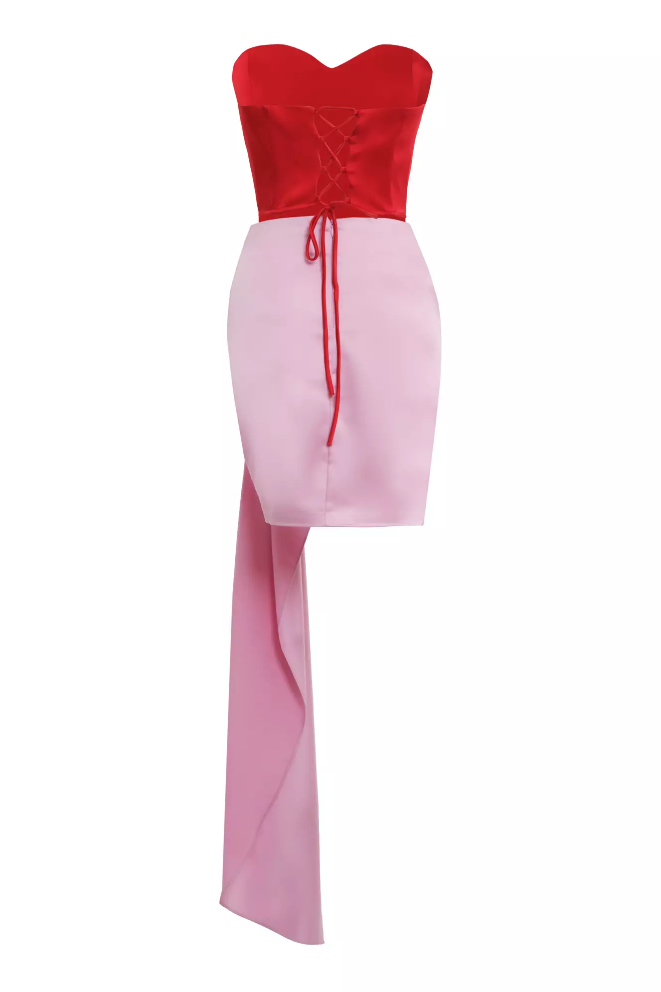 Red satin sleeveless mini