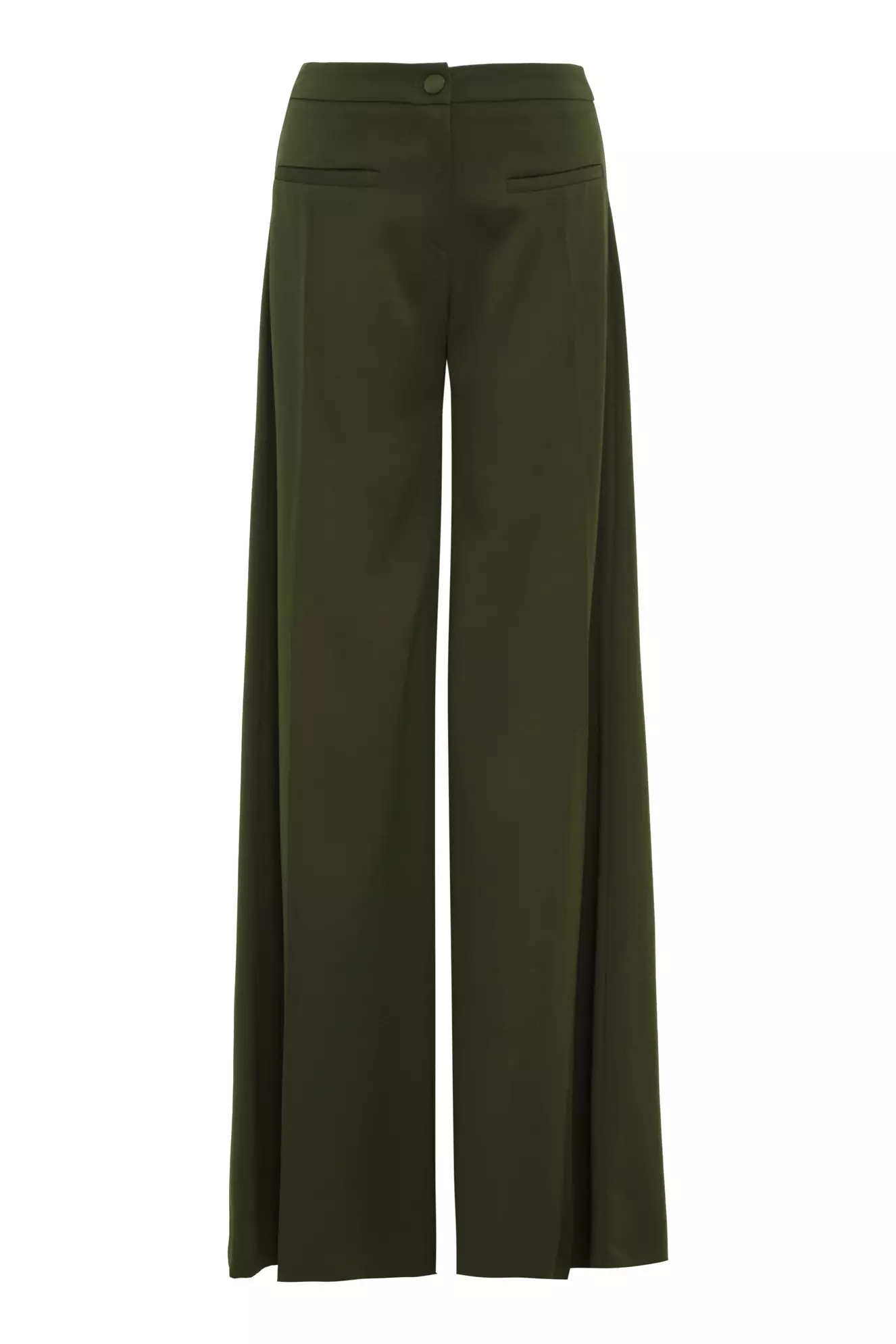 Khaki Krep Saten Long Pants