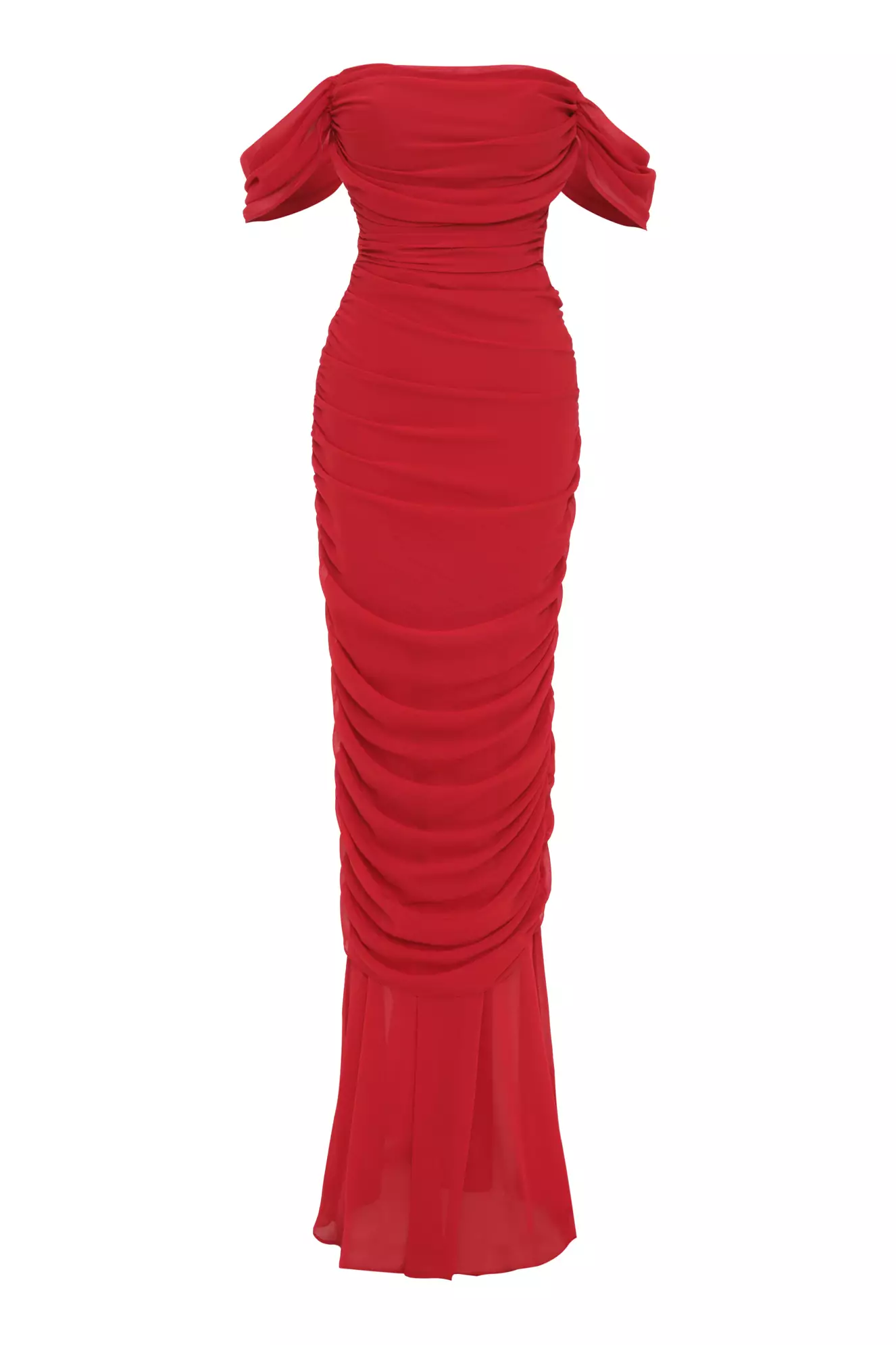Red Sifon Sleeveless Long Dress