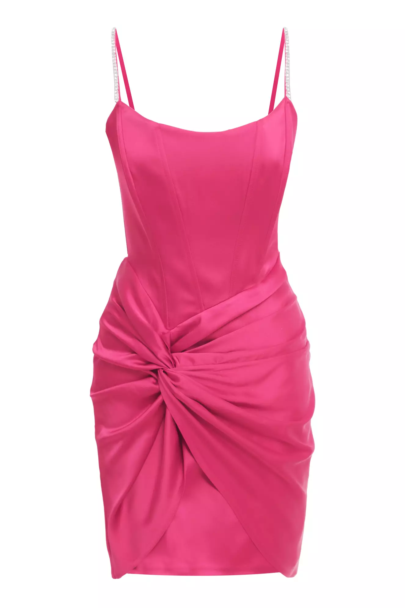Fuchsia Satin Sleeveless Mini Dress