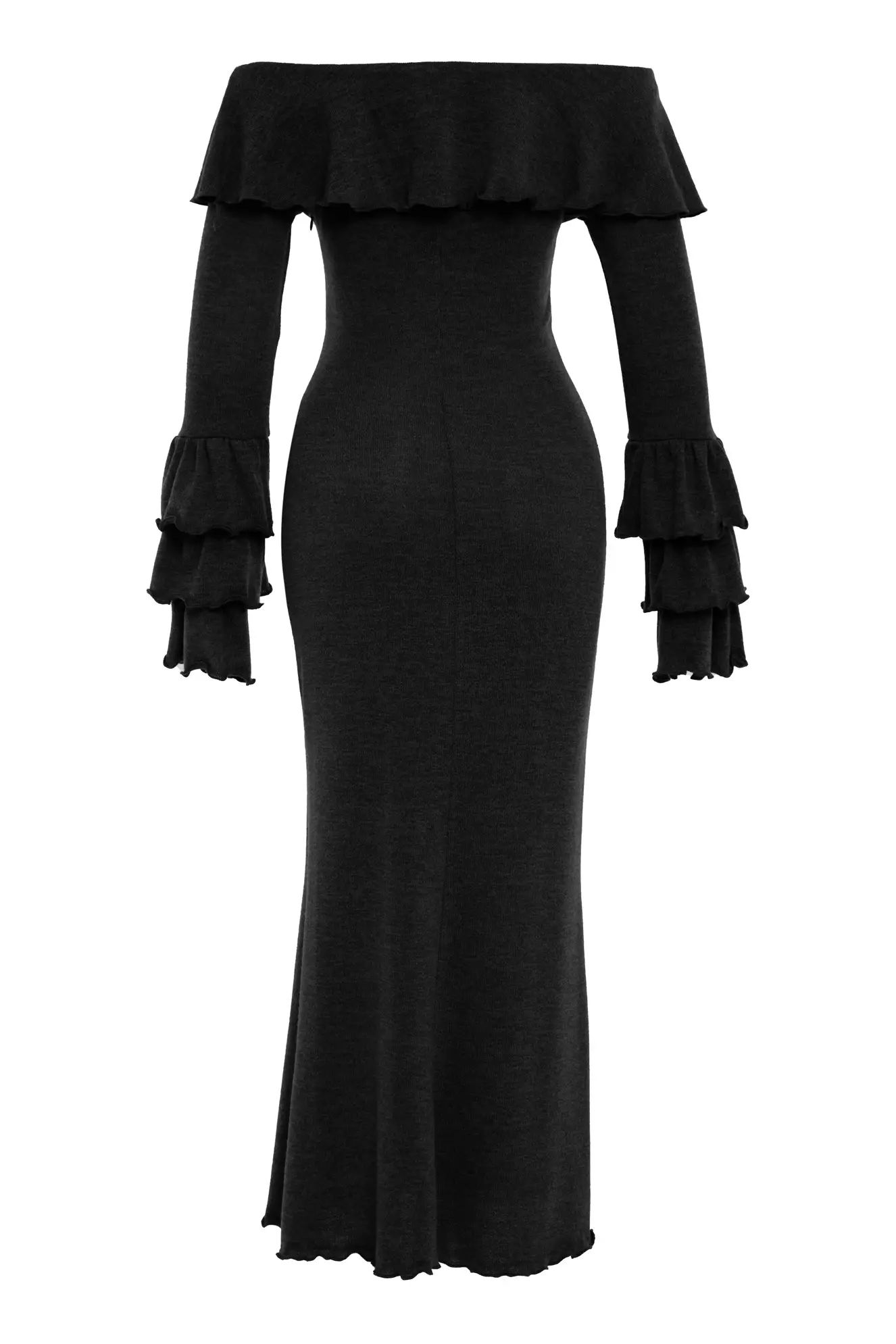 Black triko long sleeve maxi dress