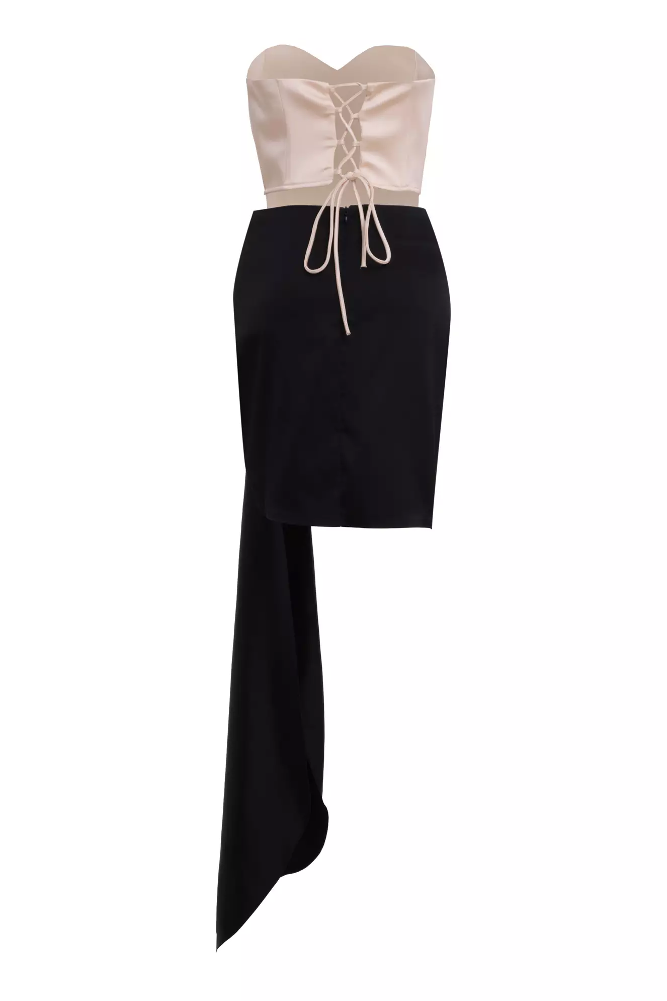Beige satin sleeveless mini