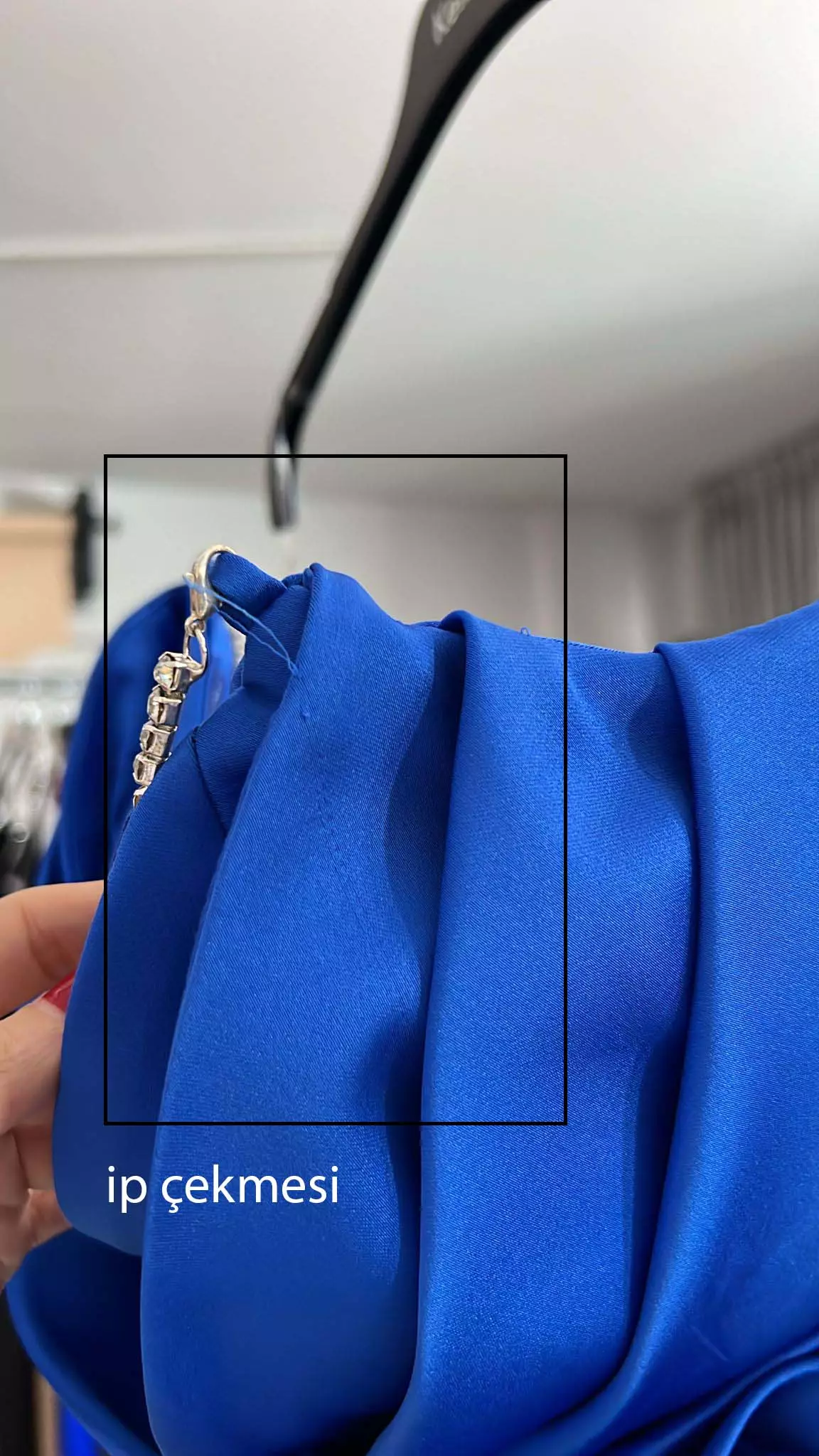 Blue satin sleeveless long dress