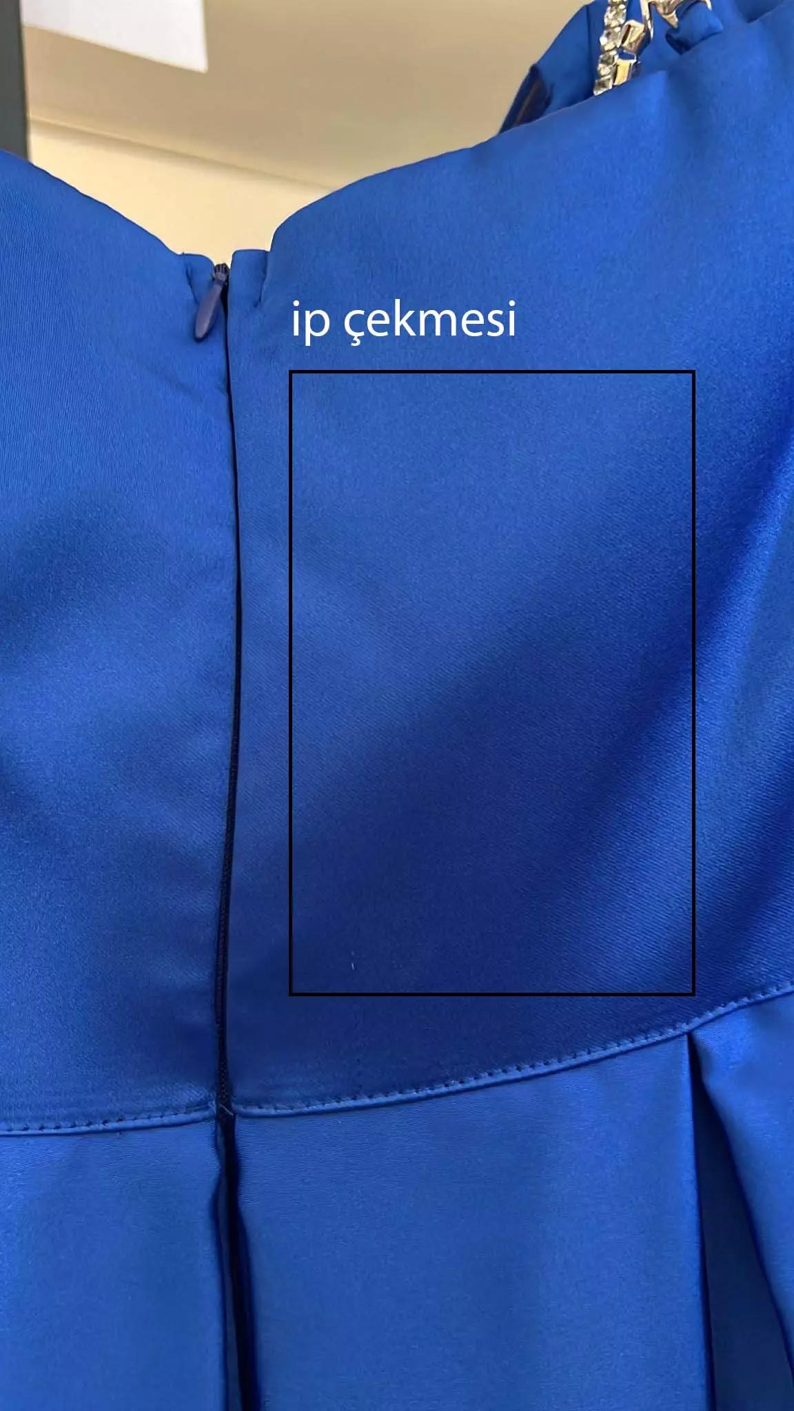 Blue satin sleeveless long dress