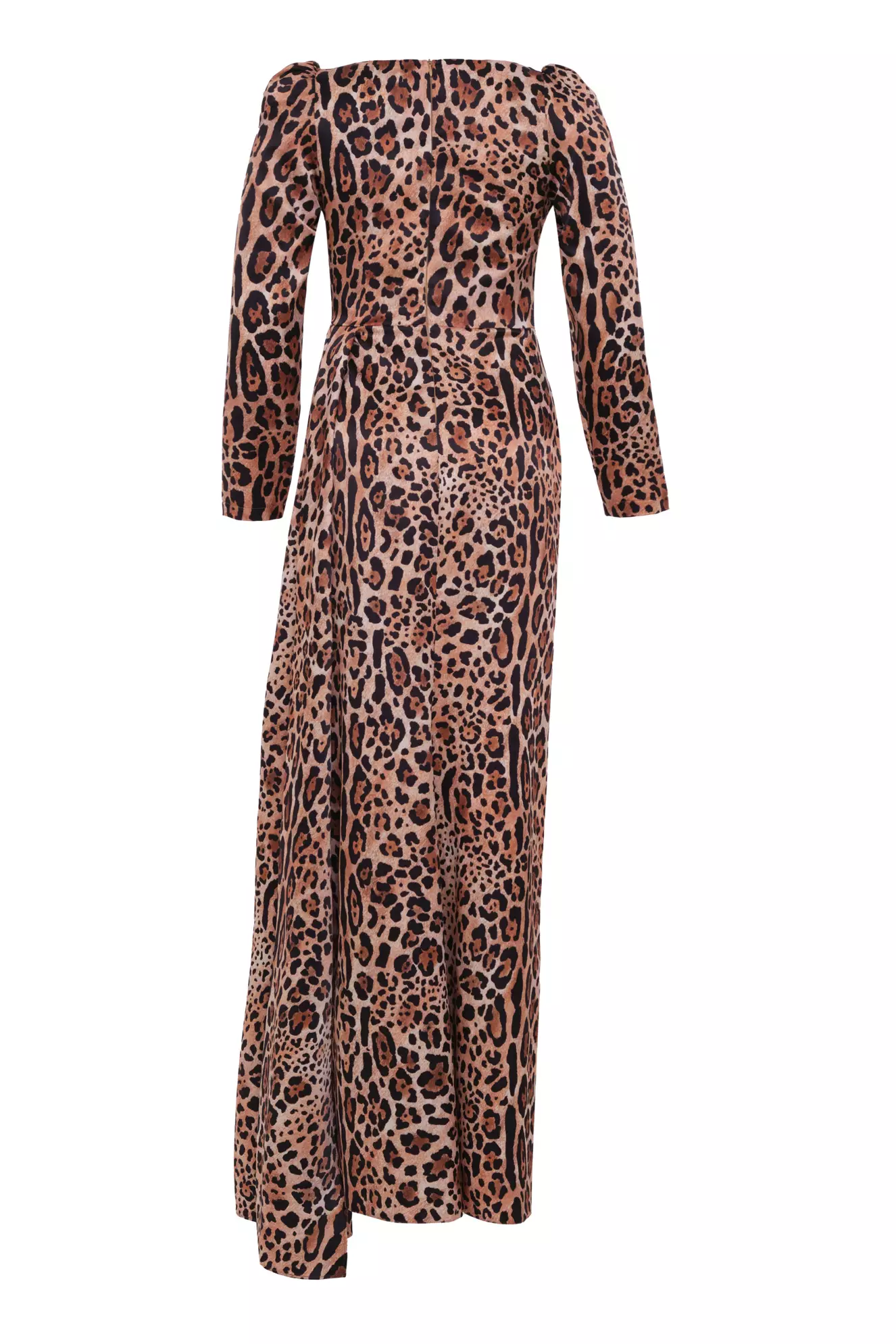 Printed Plus Size Satin Long Sleeve Long Dress