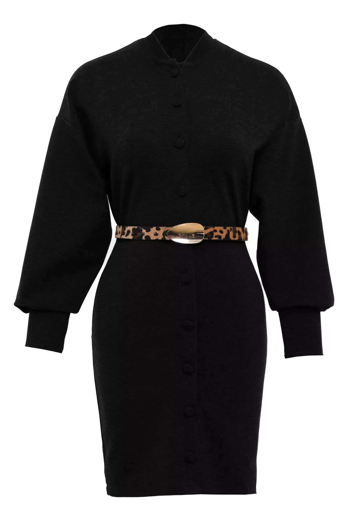 Black Jarse Long Sleeve Mini Dress